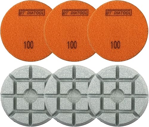 Miniatura 28 de DT-DIATOOL Almohadillas de Pulido de Piso de Diamante con Enlace de Resina para Piso de Terrazo Diámetro 4 Pulgadas Grano 200 Paquete de 6