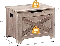 Vista 27 de GAOMON Baúl de almacenamiento, banco de almacenamiento con bisagra de seguridad, baúl de madera estilo granja para entrada, dormitorio, sala