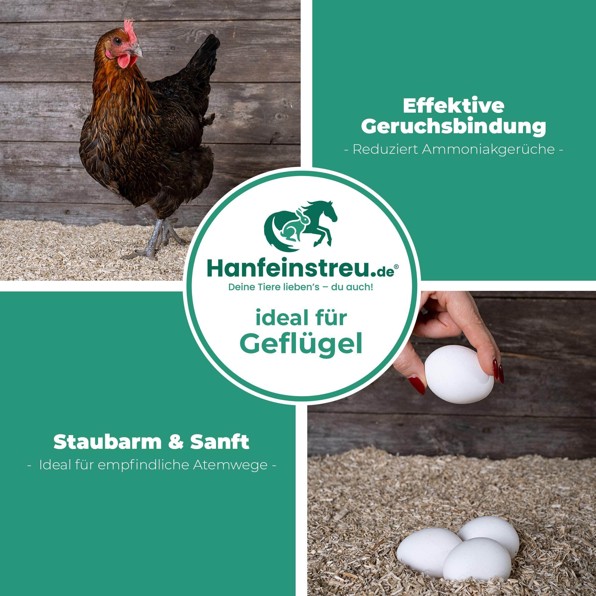 Hanfeinstreu für Kleintiere, Hühner und Pferde, 140 Liter, 100% Naturprodukt, Extrem Saugfähig, Staubarm, Geruchsbindend, Nachhaltig und Langlebig