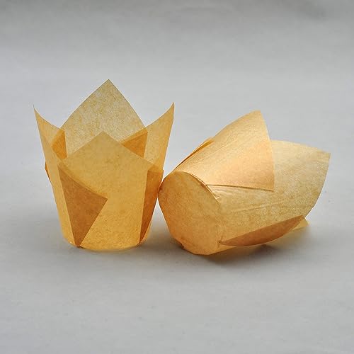 Miniatura 3 de QLSmypkg Tazas de papel a prueba de grasa para magdalenas, 2-14 "x 4" Natural Tulip Baking Cup Case de 125 piezas (tamaño grande) (125)
