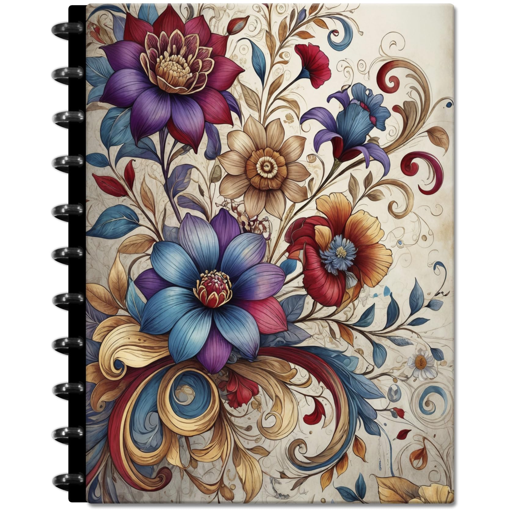 Agenda personalizzabile edizione 2026, 20,5 x 27,9 cm, copertina rigida, planner mensile settimanale giornaliero a disco, 1DSC, motivo floreale bohémien