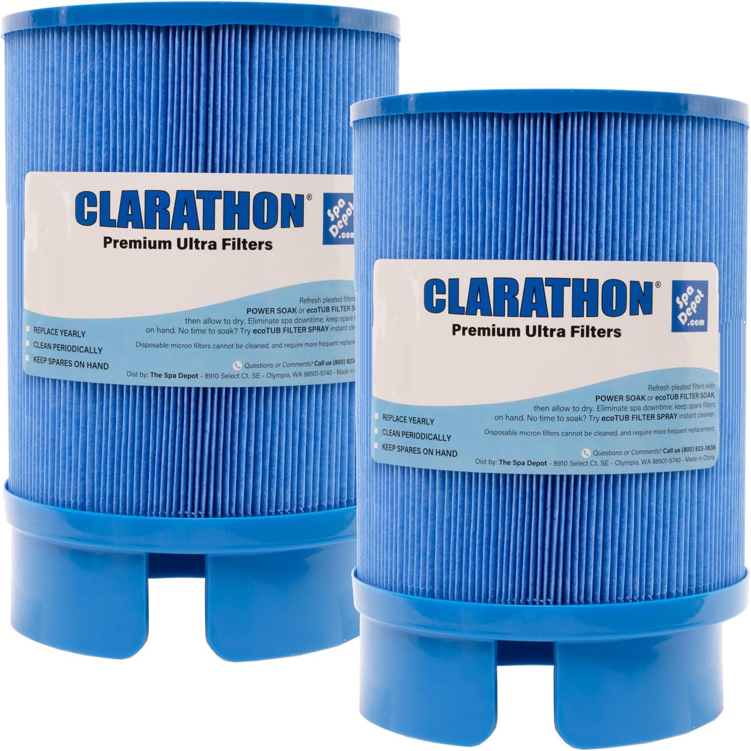 Clarathon Replacement for SofTub 8553 2009+ Spa Models - Blue Media Hot Tub Filters 2-Pack