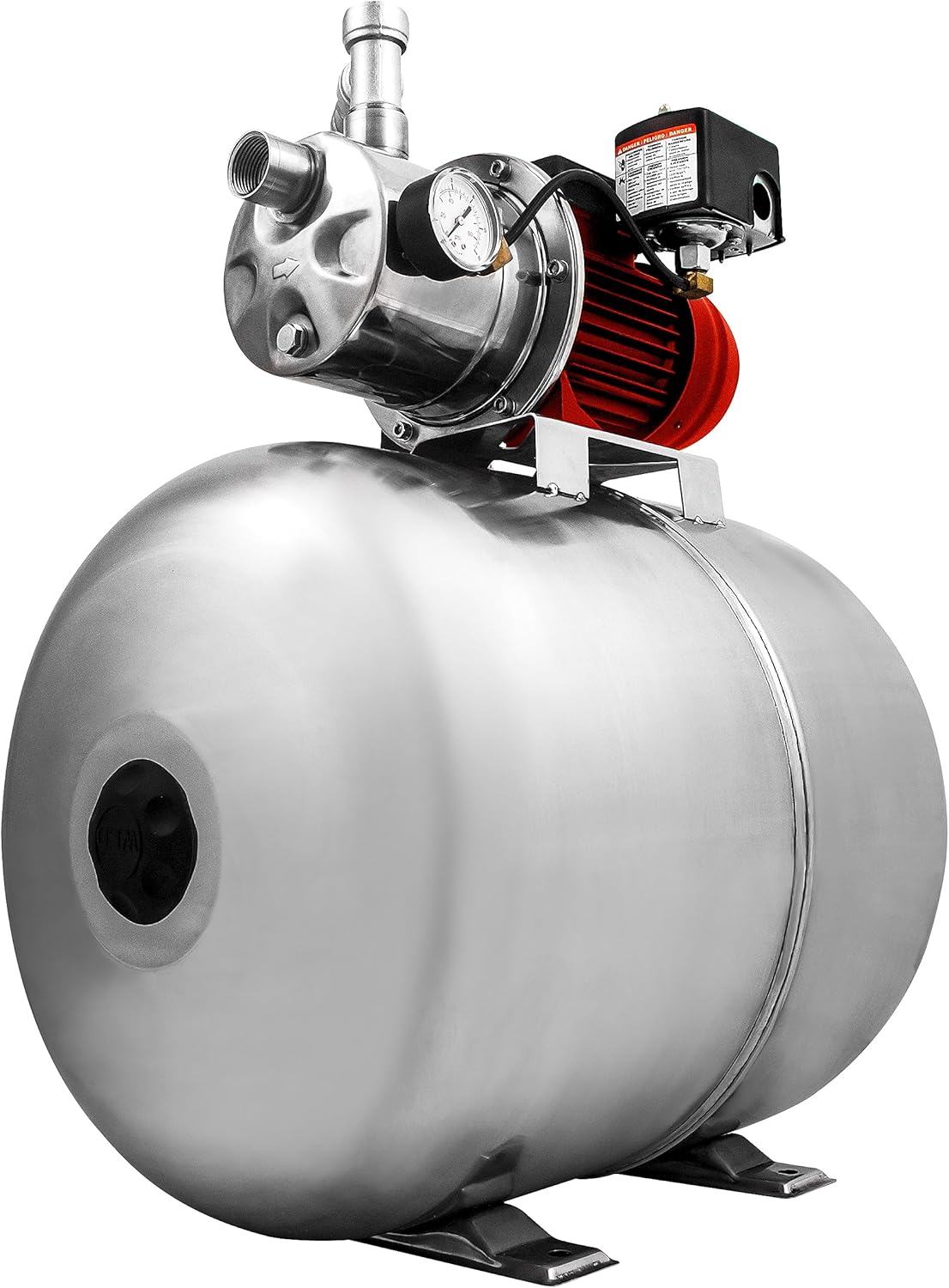 Red Lion RJS-75SS/RL15HS 115/230 Volt 3/4 HP, 12.8 GPM Stainless Steel Shallow Well Jet Pump and 15 Gallon Tank System, Stainless Steel, 602240