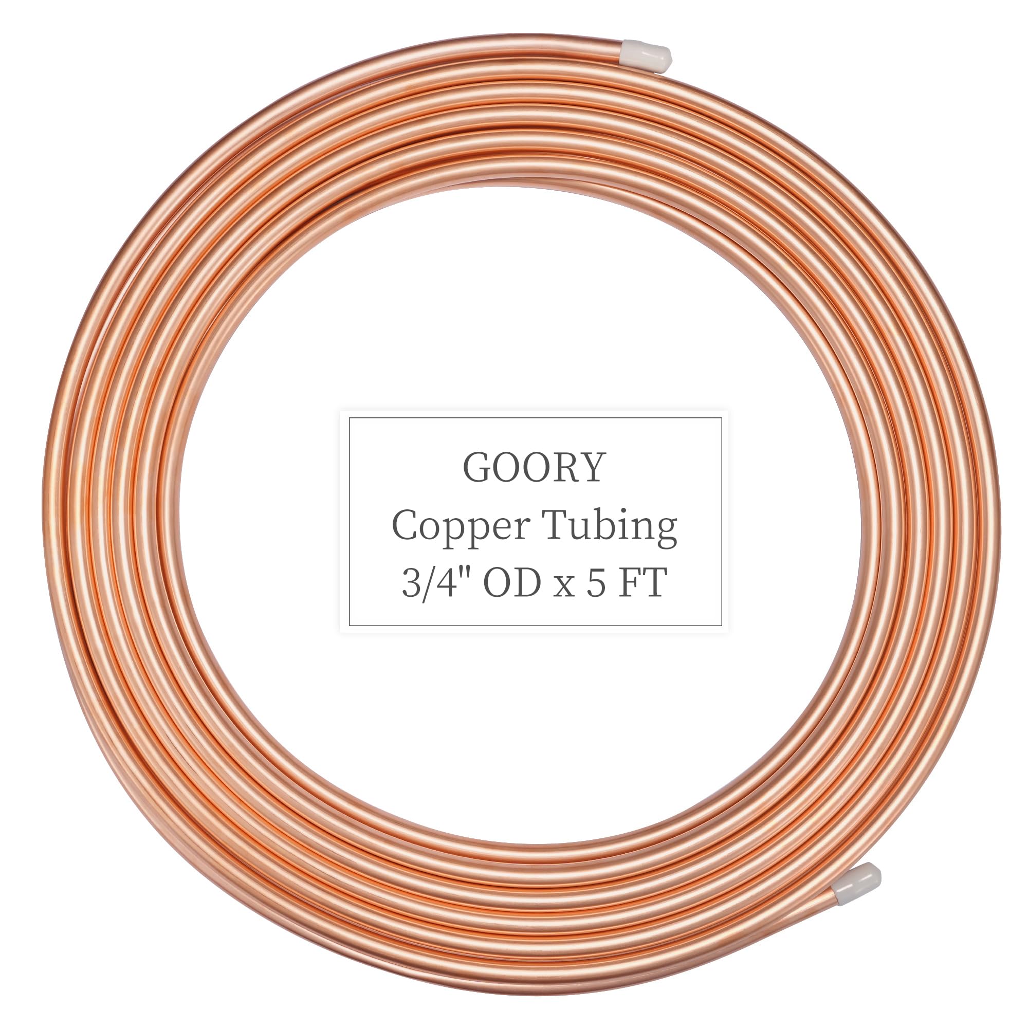 GOORY Tubo de cobre de 3/4 pulgadas de diámetro exterior x 0.67 pulgadas de diámetro interior x 5 pies – 99.9% C12200 Tubo ACR puro – ASTM B280 Refrigeración T2 Tubo de cobre suave – Tubo redondo sin