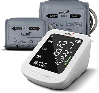 Pulox BP-100 Oberarm-Blutdruckmessgerät inkl. 2 Manschetten - Vollautomatische Messung mit Speicherfunktion für 199 Messwerte