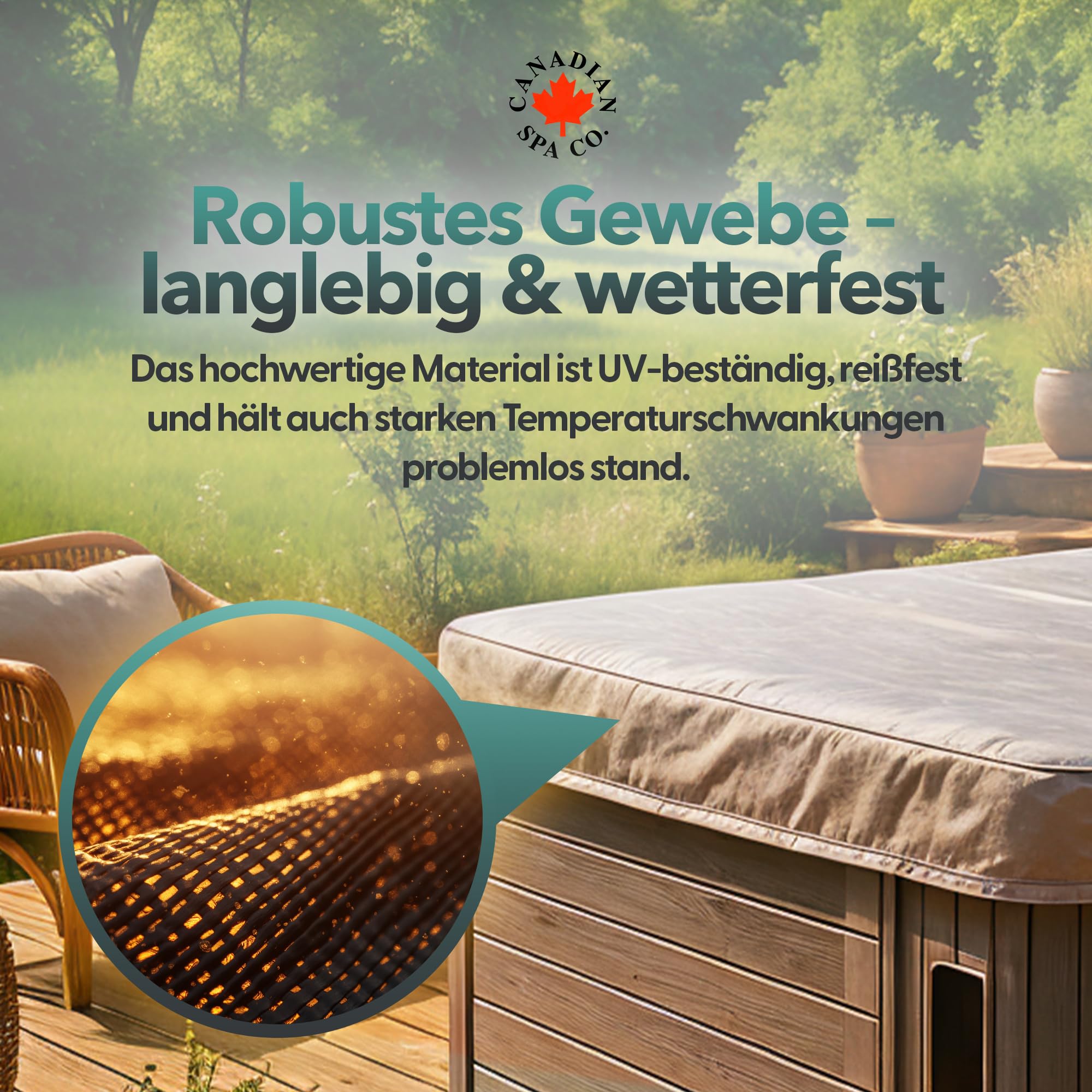 CANADIAN SPA CO. Cover Guard, Schutzplane für Isolierabdeckungen, 2,43 x 2,43 x 0,3 m, Schutzabdeckung aus gewebtem Polyethylen, Schutz vor UV-Strahlen, Wind und Wetter