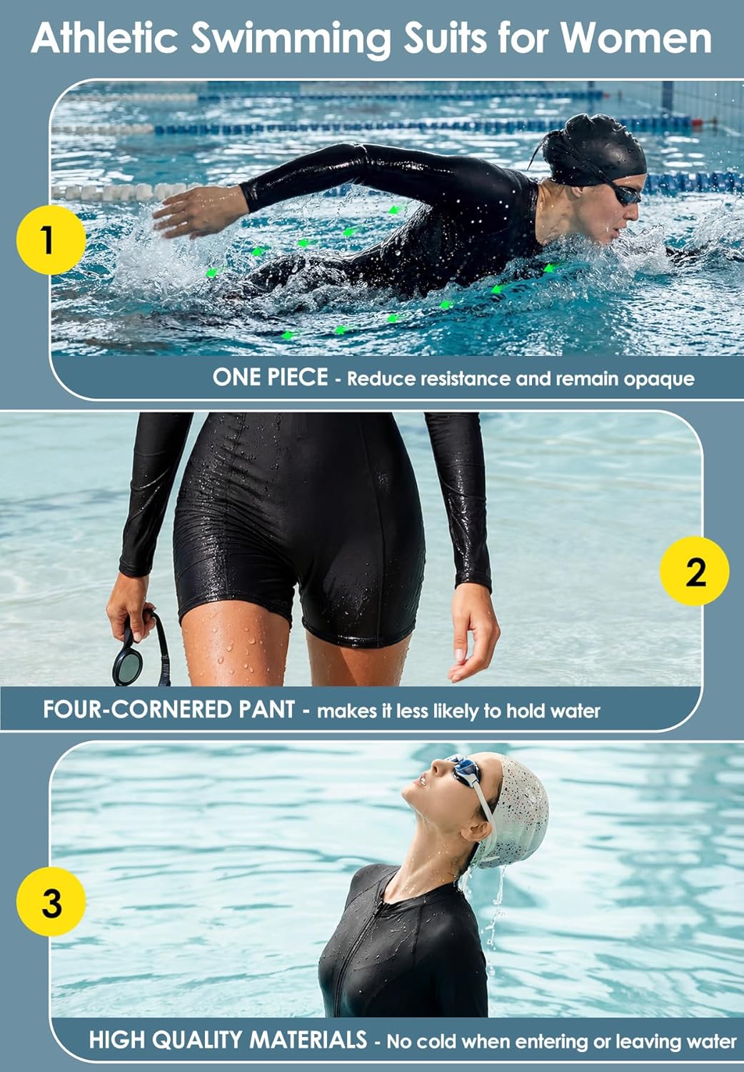 Zando UPF 50+ Rash Guard Long Sleeve Swimsuits for Women - Swimming Suit with Front Zipper Boyleg 1 Piece Wetsuit for Surfing - Image 6