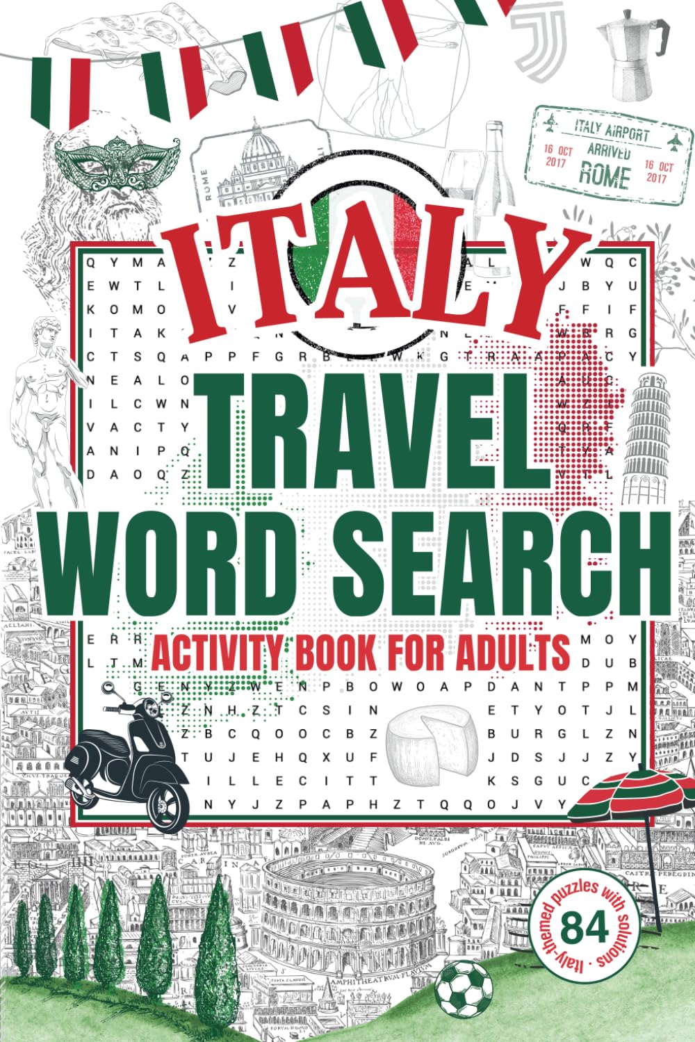 Italy Travel Word Search: Activity Book for Adults. Italy-themed ...