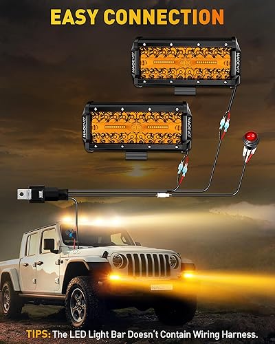 Miniatura 7 de NAOEVO Barra de luz LED ámbar de 7 pulgadas, 240 W, 24000 lúmenes, luces antiniebla, luces LED con haz combinado de inundación, luces de trabajo LED