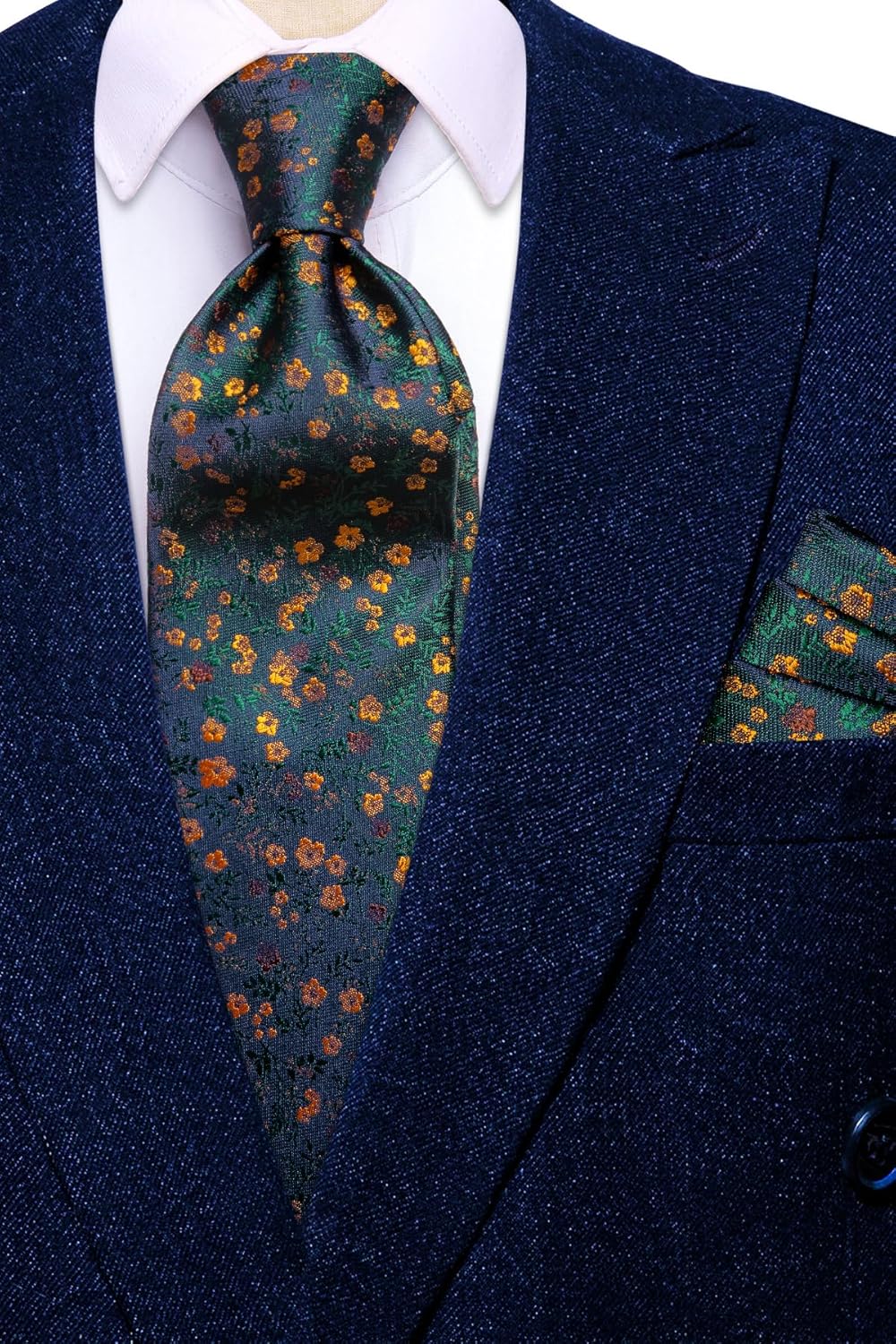 Dubulle Ties for Men Silk Mens Paisley Floral Striped Necktie and Handkerchief Cufflinks Wedding - Image 6