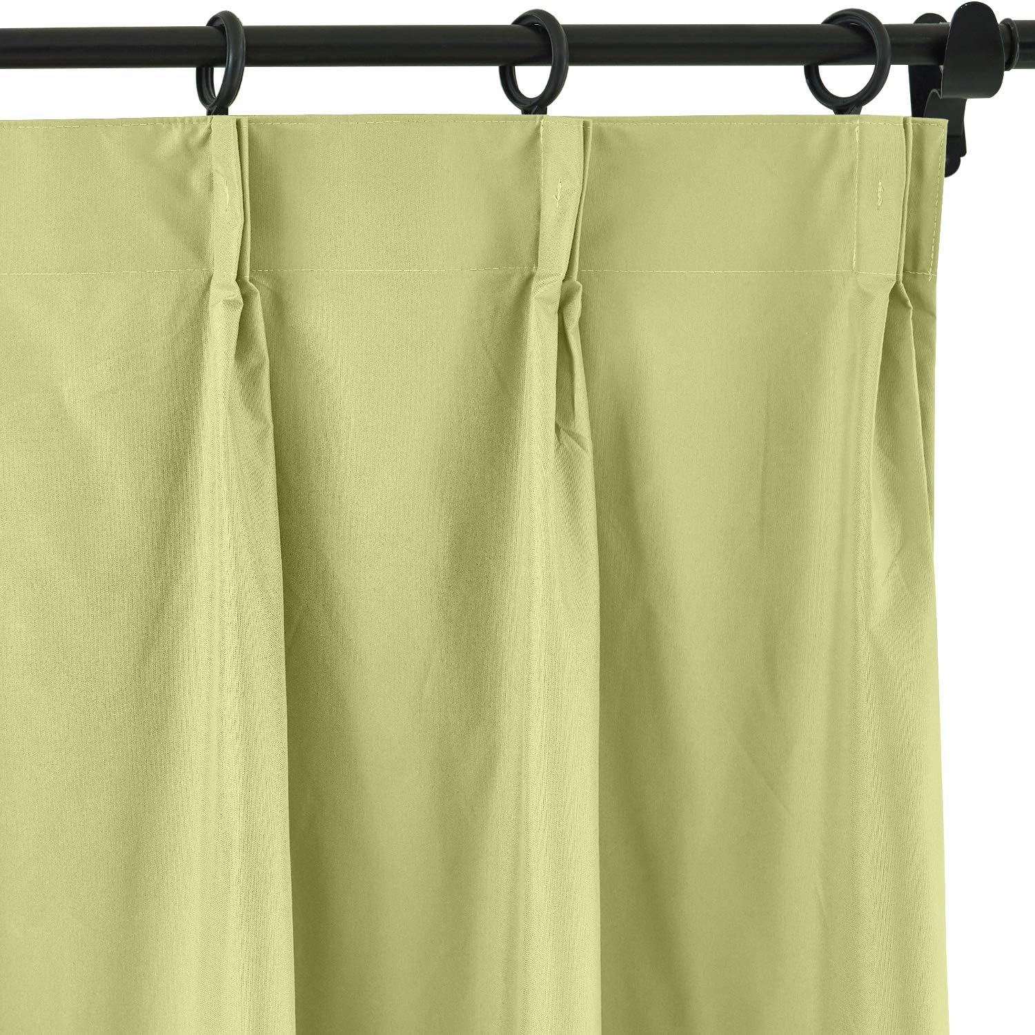 ChadMade 100% Blackout Drape Pinch Pleated Drape with Foam Coated Liner Privacy Protection Full Shading Panel for Shift Worker Day Light Sleeper Bedroom (Apple Green, 1 Panel)