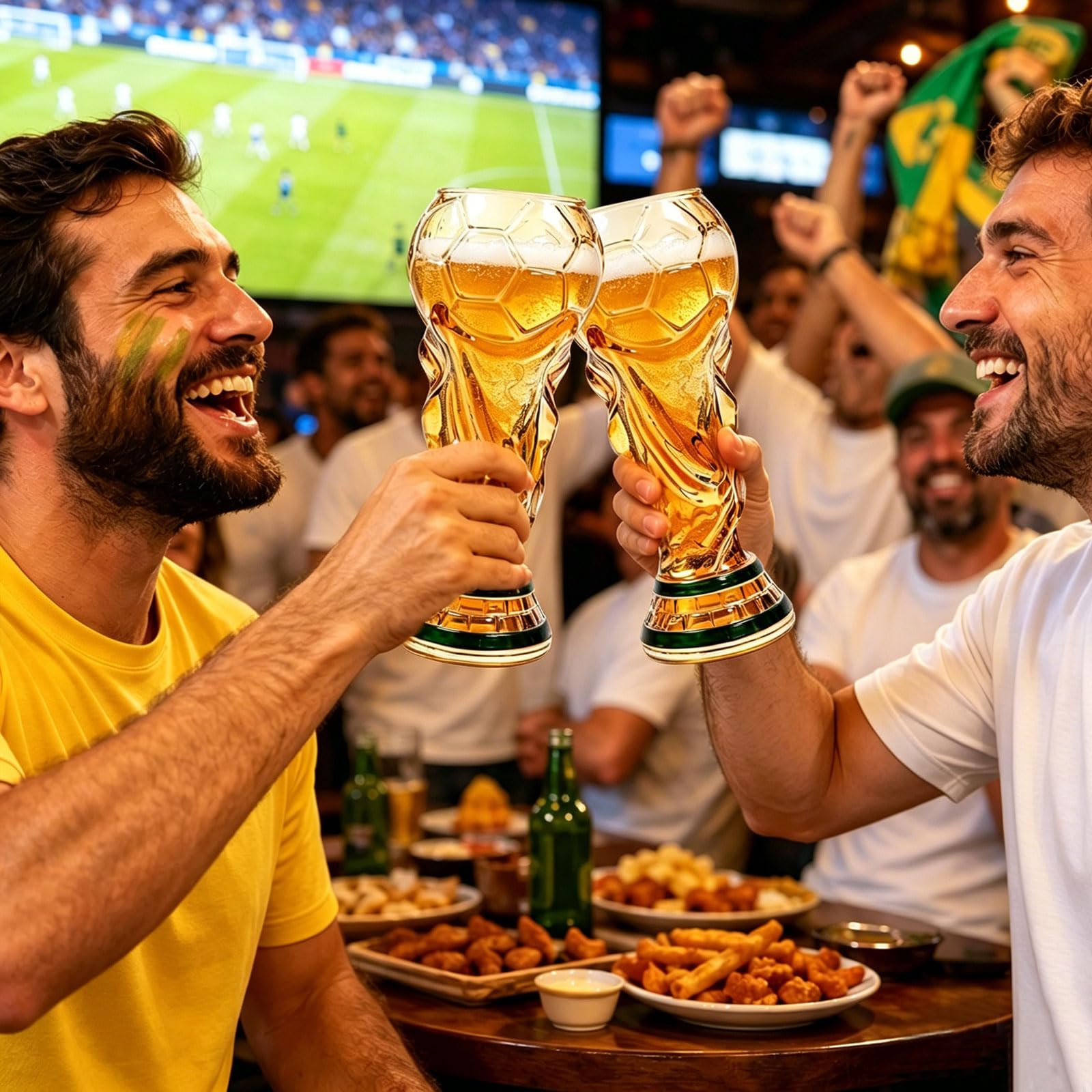Bocguy Verre a Biere Coupe du Monde, 500ml Football Verres a Biere, WM Tasse à Bière pour Regarder des Matchs de Football et des Fêtes(Revêtement de Couleur)