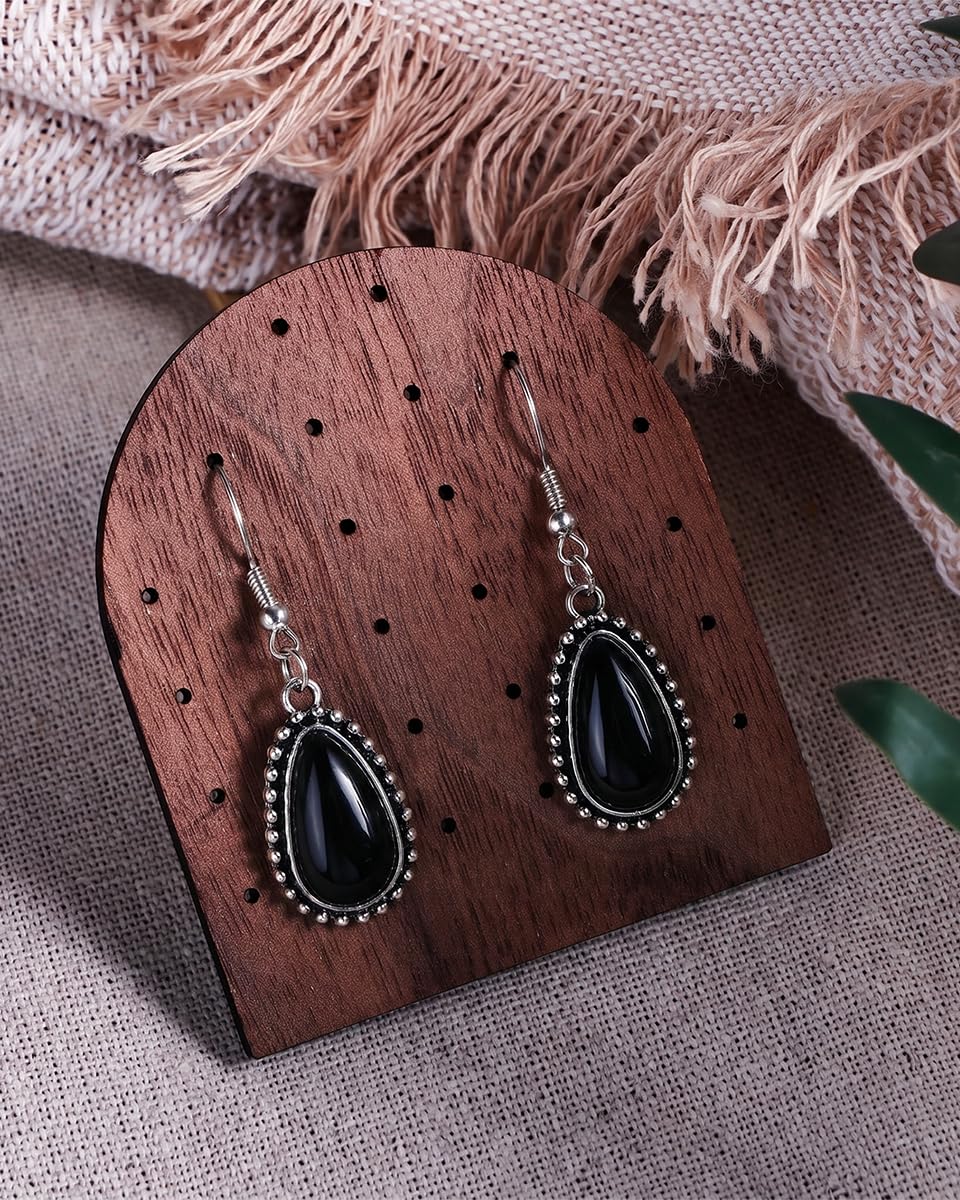 Turquoise Obsidian Drop Dangle Earrings for Women – Silver Womens Dangle Earrings with Teardrop Turquoise Obsidian Stone, Boho Western Jewelry for Gift - Image 6