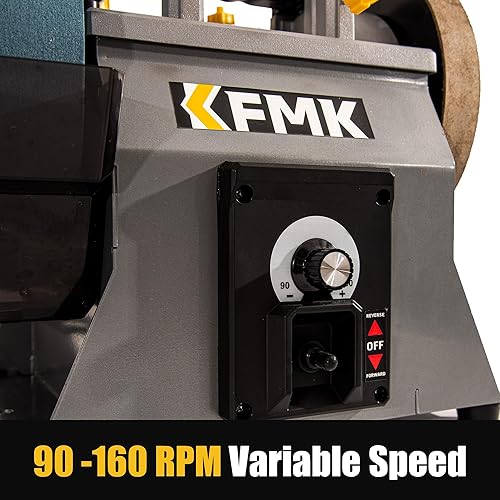 Miniatura 10 de KFMK Amoladora de banco de alta velocidad de 6 pulgadas y lijadora de banda de 1 x 30 pulgadas, lijadora de banda de banco y amoladora para trabajo