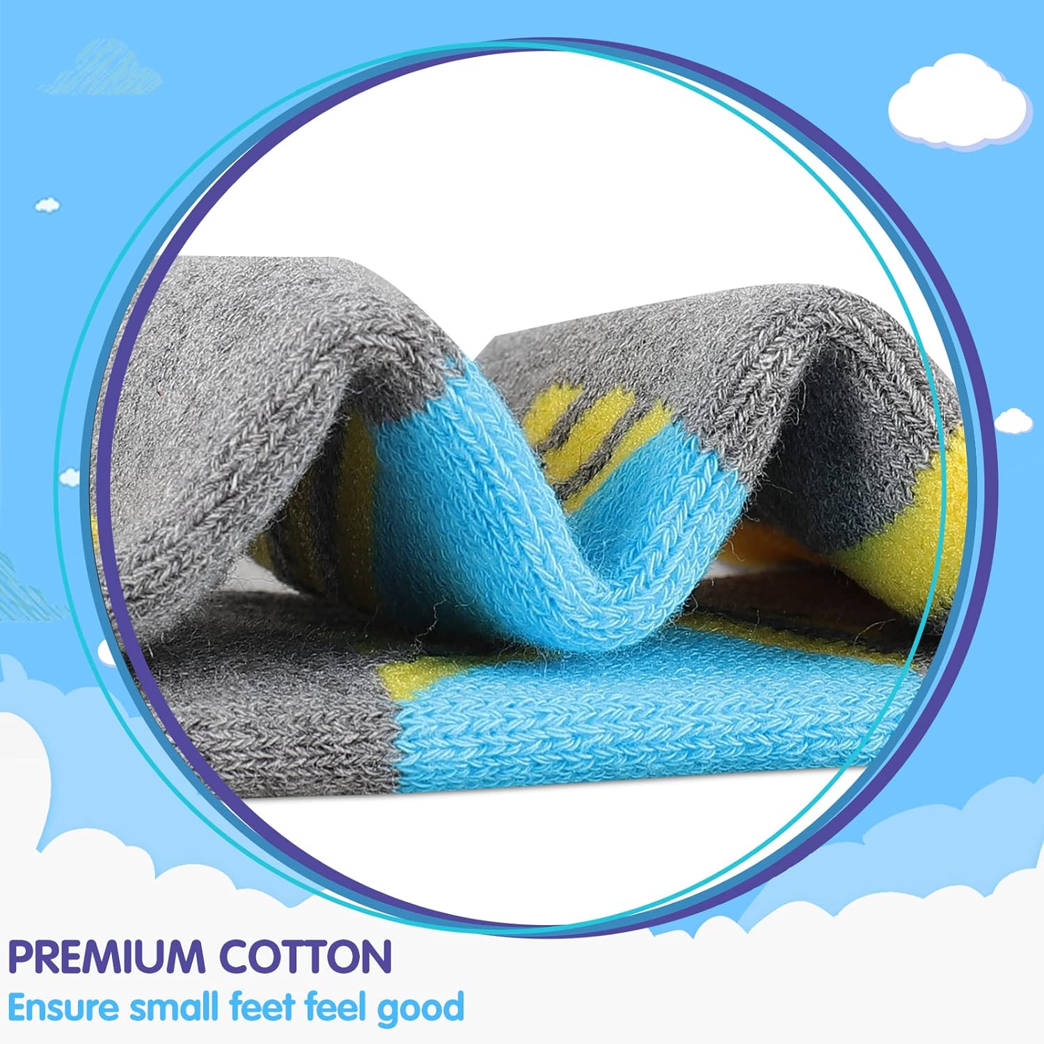 Comfoex Boys Crew Socks Athletic Long Cotton Socks For Kids Half Cushioned Calf Sports Socks 6 Pairs - Image 6