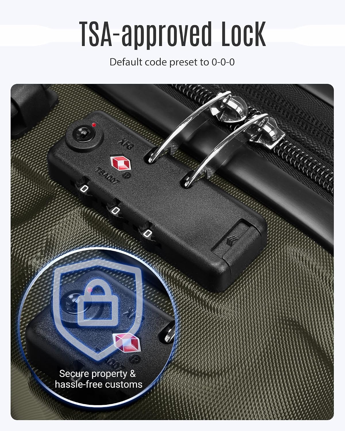 LIGHT FLIGHT Luggage Sets, 3 Piece Durable Suitcase Set with Spinner Wheels, 3 Pcs Hardside Lightweight luggage with TSA Lock, Large Checked Travel Suitcases, 20/24/28 Inch, Pine Green