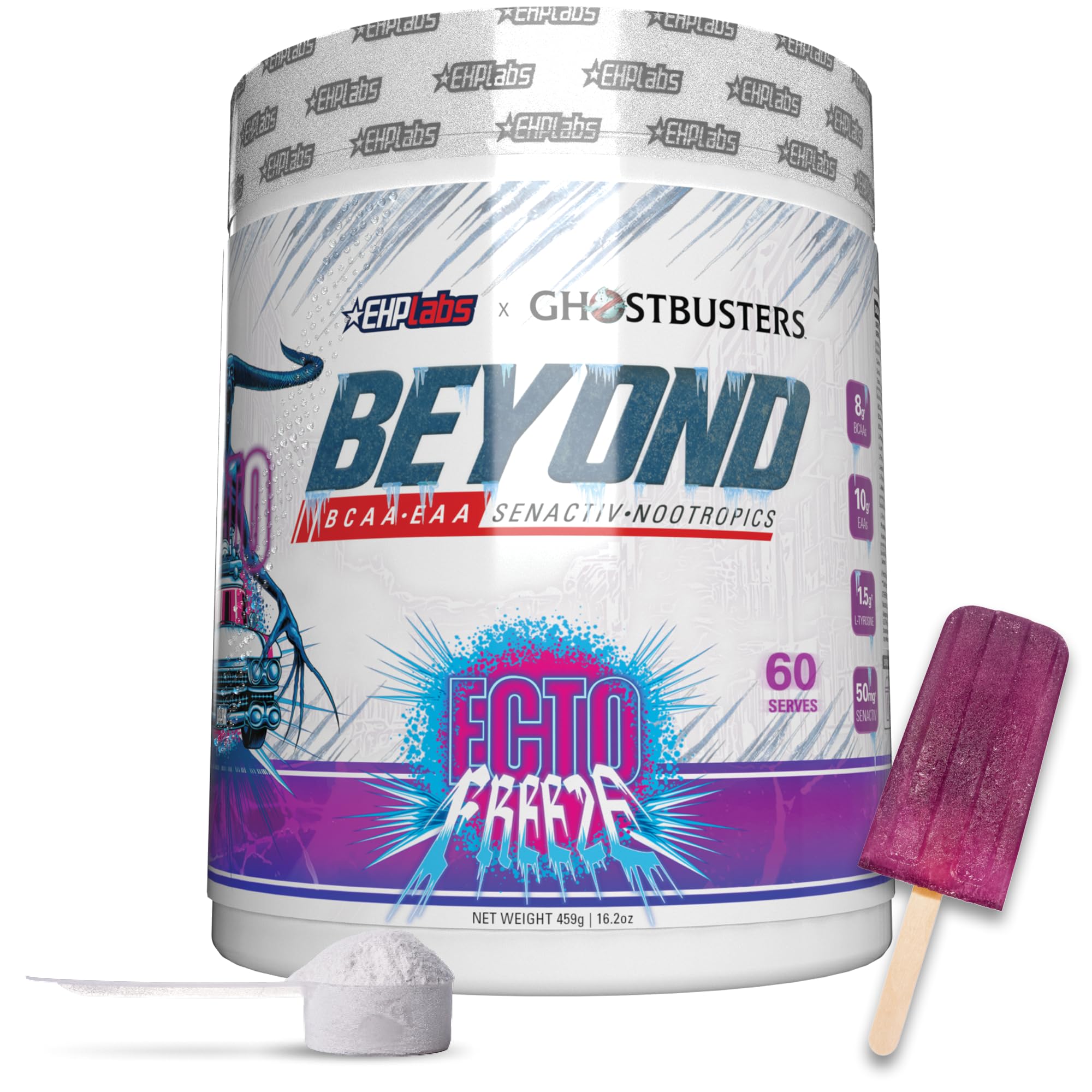 EHP Labs x Ghostbusters Beyond BCAA Powder Amino Acids Supplement for Muscle Recovery - Sugar Free BCAAs Amino Acids Post Workout Recovery Powder & EAA Amino Acids Powder - 60 Servings (Ecto Freeze)