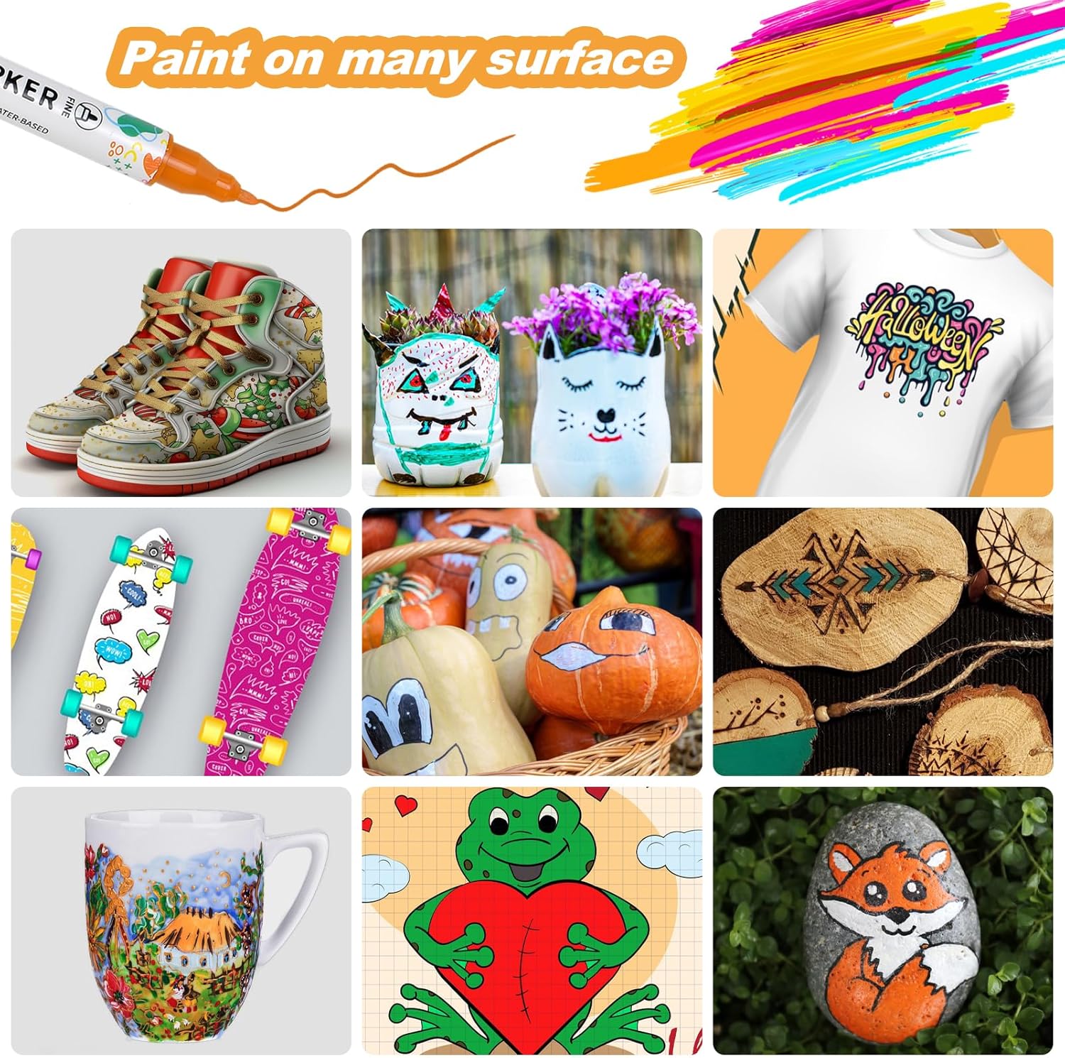 24 Colors Acrylic Paint Pens, Dual Tip Acrylic Paint Markers for Paper, Wood, Canvas, Stone, Rock Painting, Glass, Fabric, DIY, Ceramic, Art Supplies for Adults Drawing (Dot + Fine) - Image 4