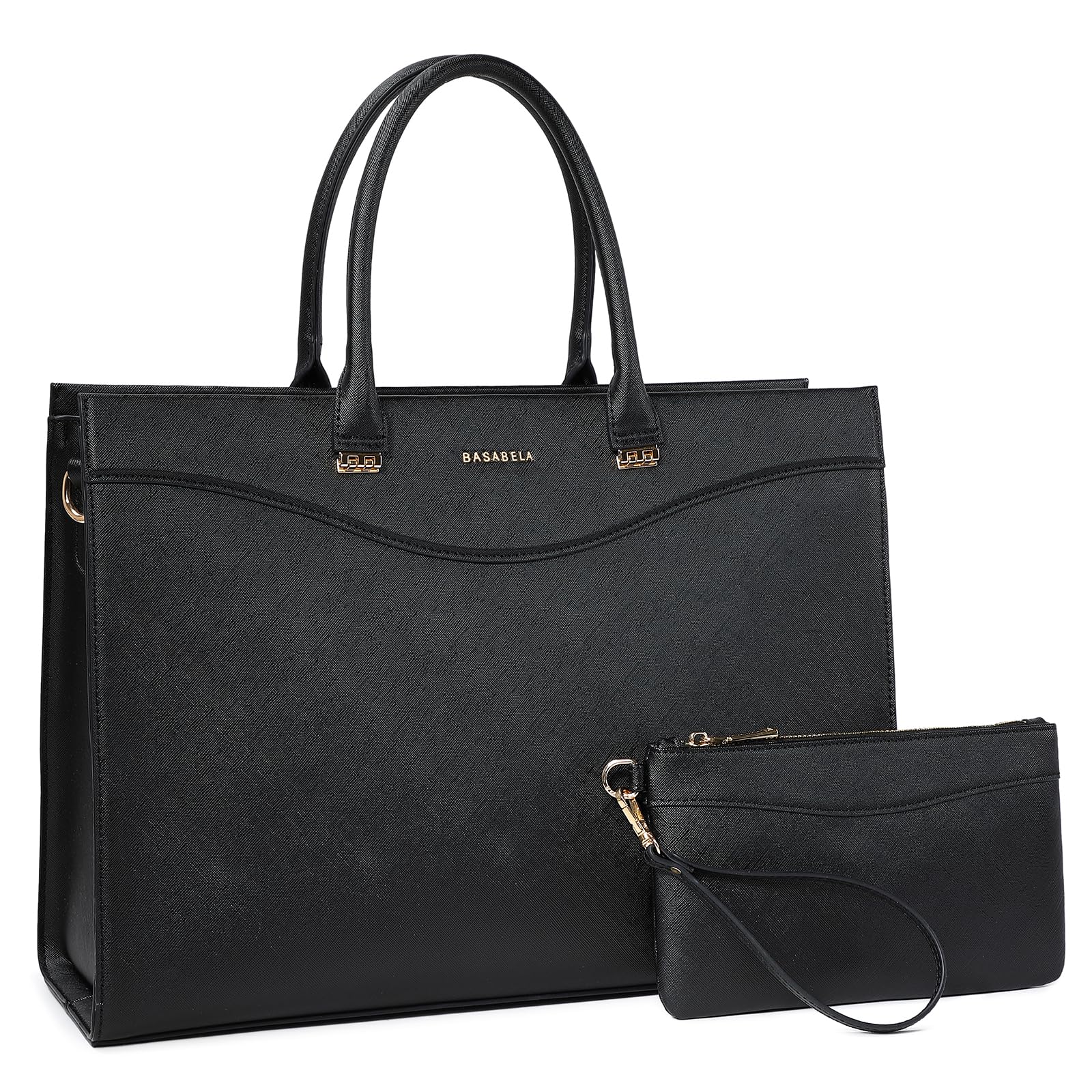 BASA BELA Handmade Luxury Vegan Leather Briefcase Handbags for Women, Large 16 inch Laptop Purse Waterproof Bags for Ladies