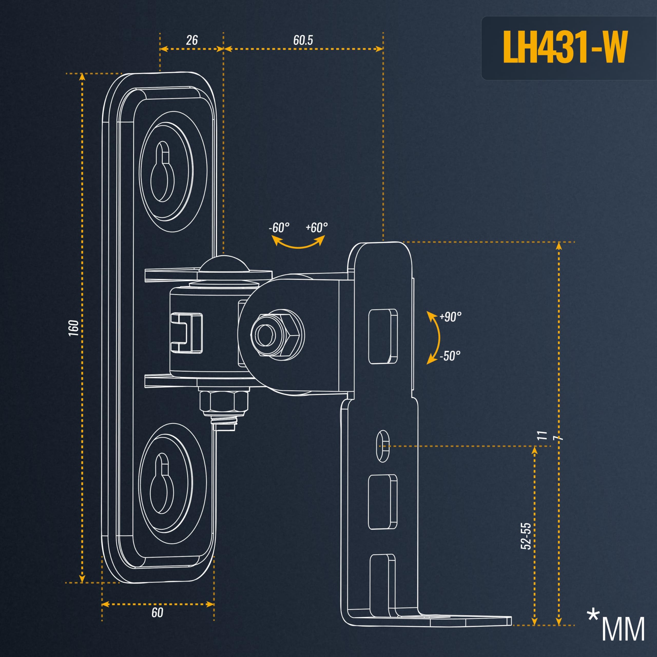 RICOO Uchwyt Ścienny do Głośnika, Kompatybilny z SONOS Play:1™, Uchwyt LH431-W Wychylny, Pochylny, HiFi Audio Boxing, Zawieszenie, Głośnik Ścienny
