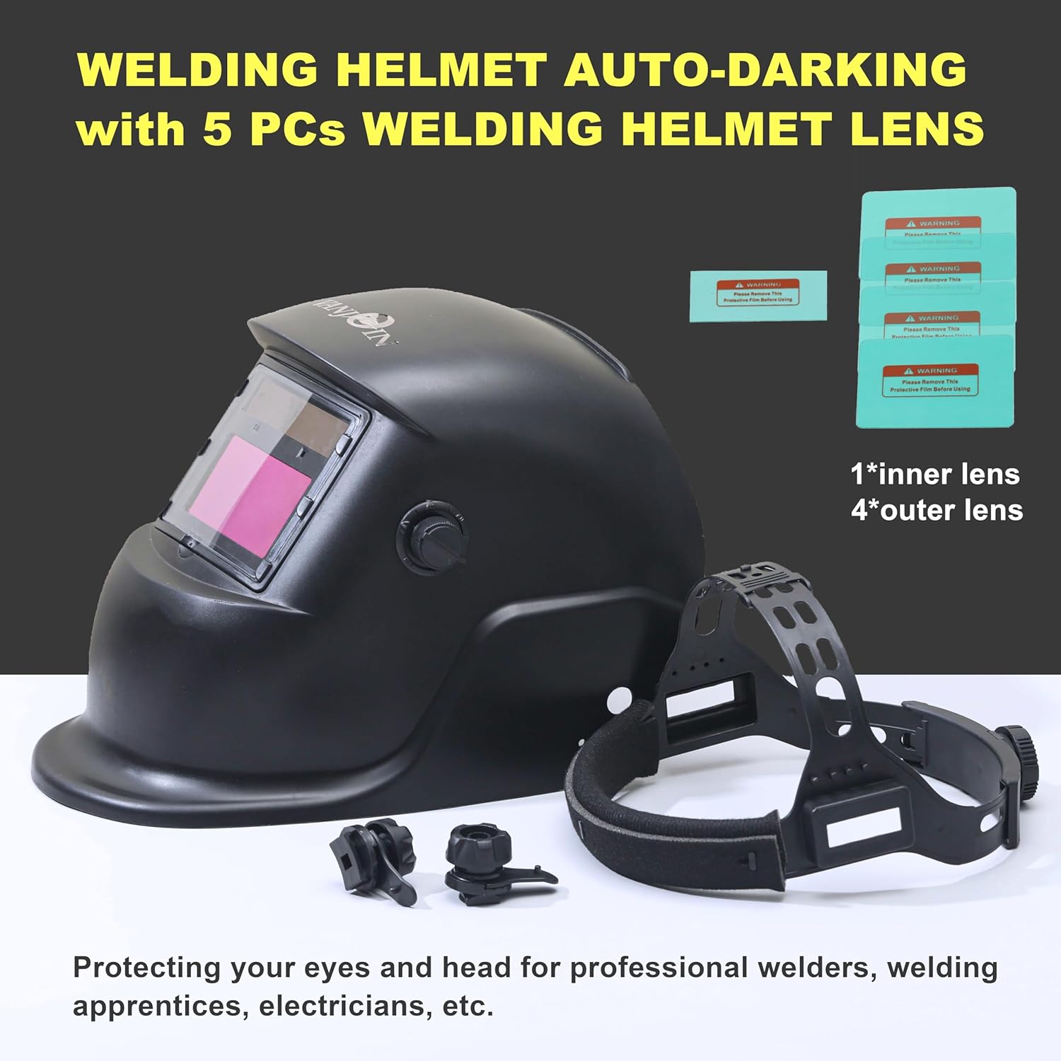 Auto-Darkening Welding Helmet with Replacement Lenses