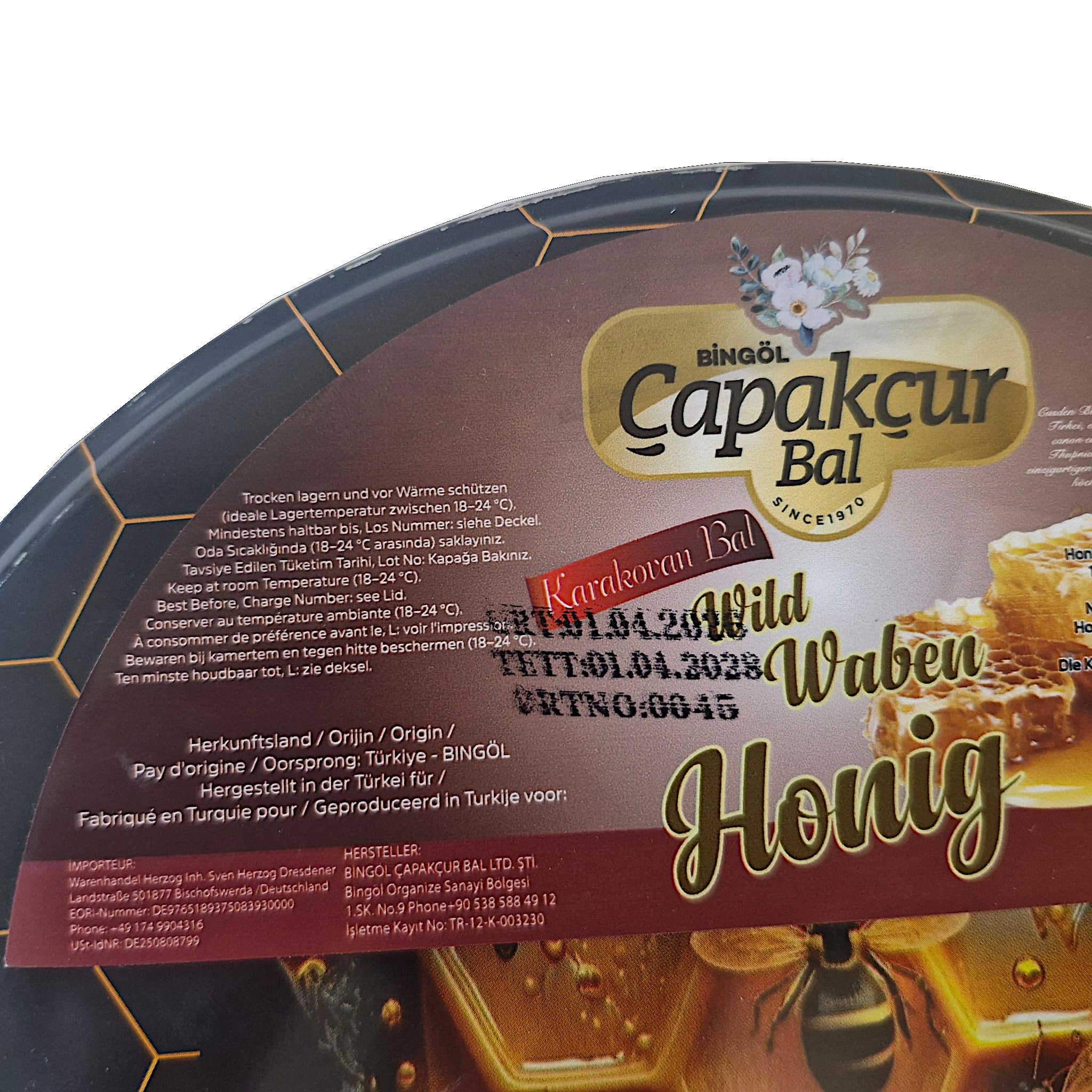 Gold-Honigwabe mit Wildblumenhonig 1400g "Karakovan Kutu petek bal" feinste Honigwabe, naturbelassen, natürlich aus dem Hochland von Bingöl in edler Blechdose
