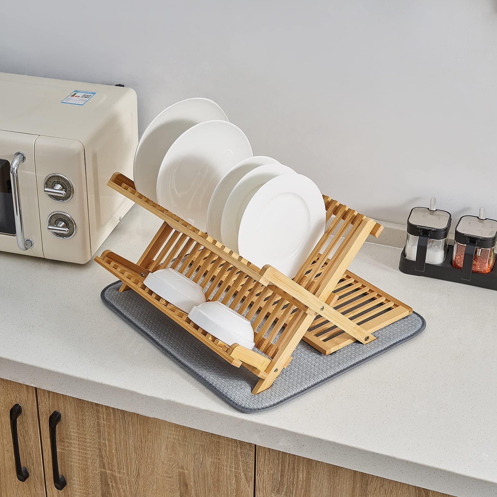 Set di 2 tappetini scolapiatti in microfibra neri, assorbenti, ad asciugatura rapida, per cucina, 40 x 46 cm, lavabili in lavatrice. | Leroy Merlin