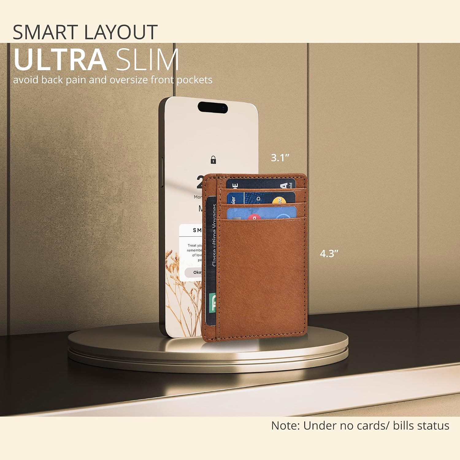 Slim Minimalist RFID Leather Wallet, Front Pocket Card Holder for Men image 3