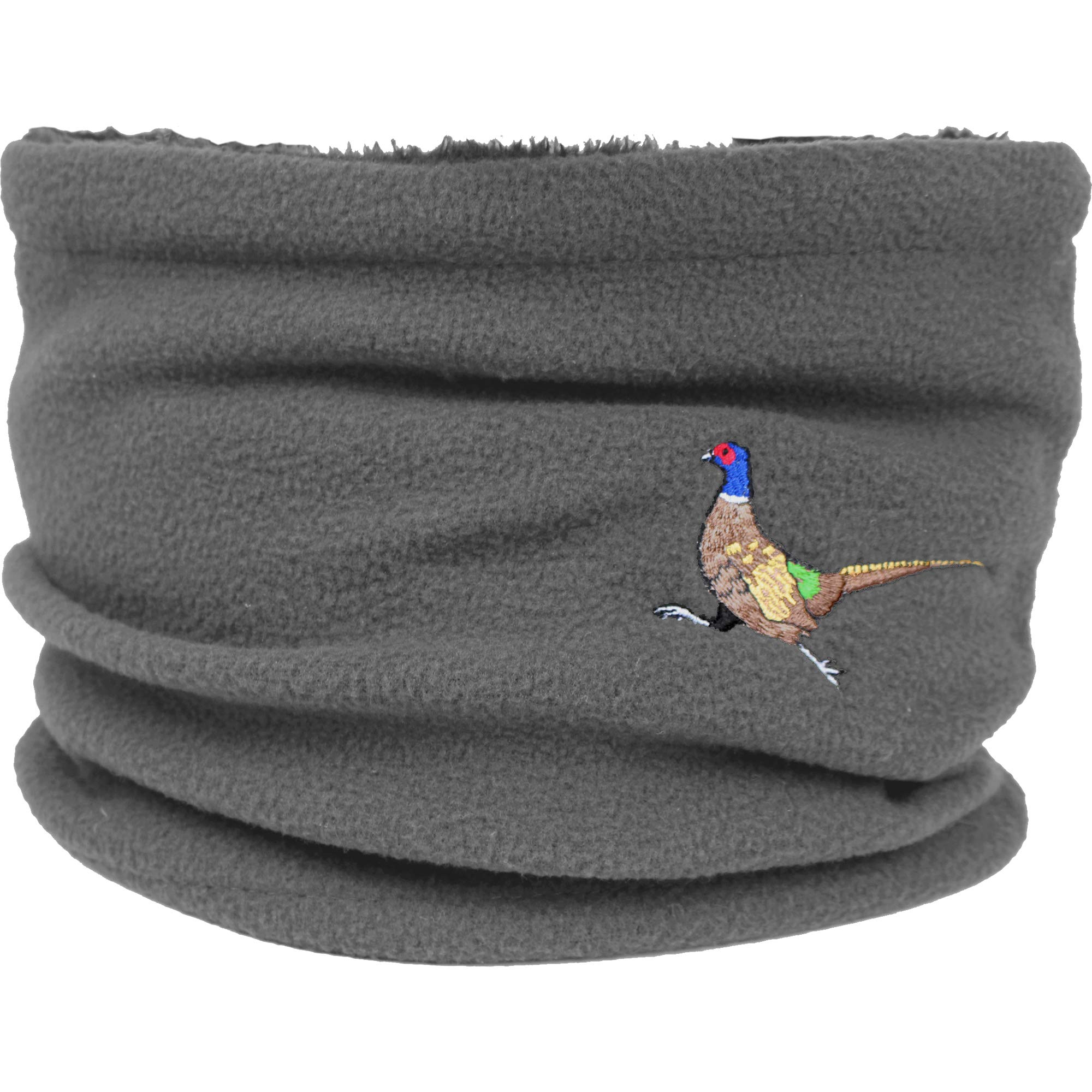 TeddyTs Women's Embroidered Pheasant Fleece Snood Scarf (Slate Grey)