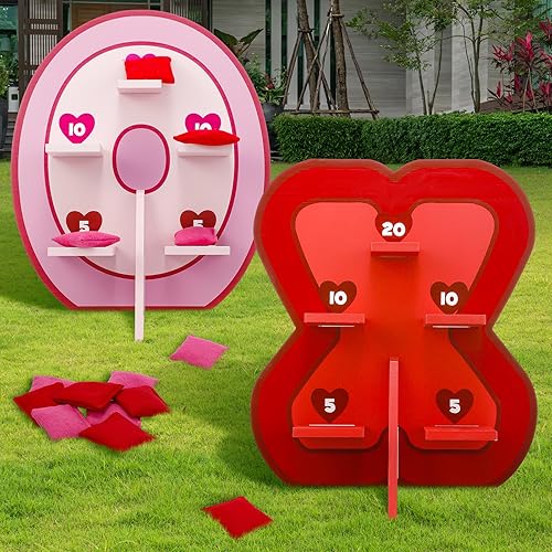 Juego de lanzamiento de bolsas de puf de carnaval, decoración de fiesta de carnaval, 1 juego de tableros de cornhole de madera con 8 bolsas de