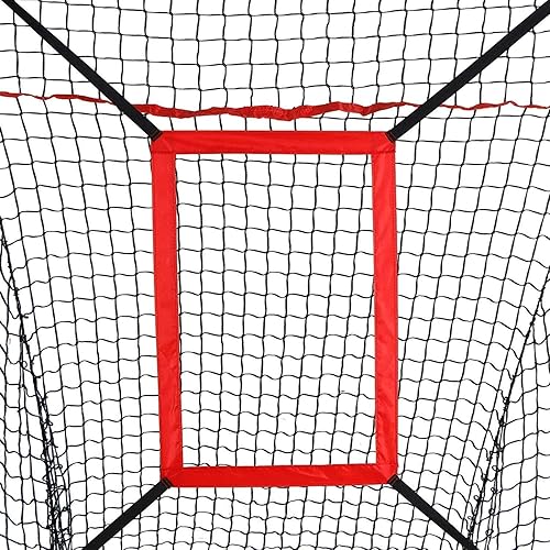 Miniatura 9 de JupiterForce Redes de entrenamiento de práctica de béisbol y sóftbol de 7 x 7 pies con zona de ataque, lanzamiento de bateo portátil, red de