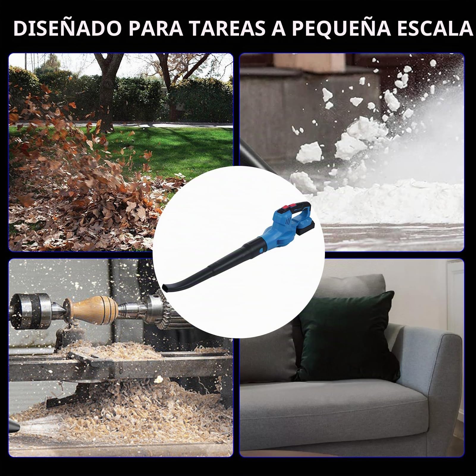 Soplador de Hojas Ligero, Soplador de Polvo Inalámbrico Ajustable de 2 Velocidades, 20V 450 W Potente Motor sin Escobillas, 150 mph Soplador de Nieve con Batería, con Batería de 2 * 2000mAh