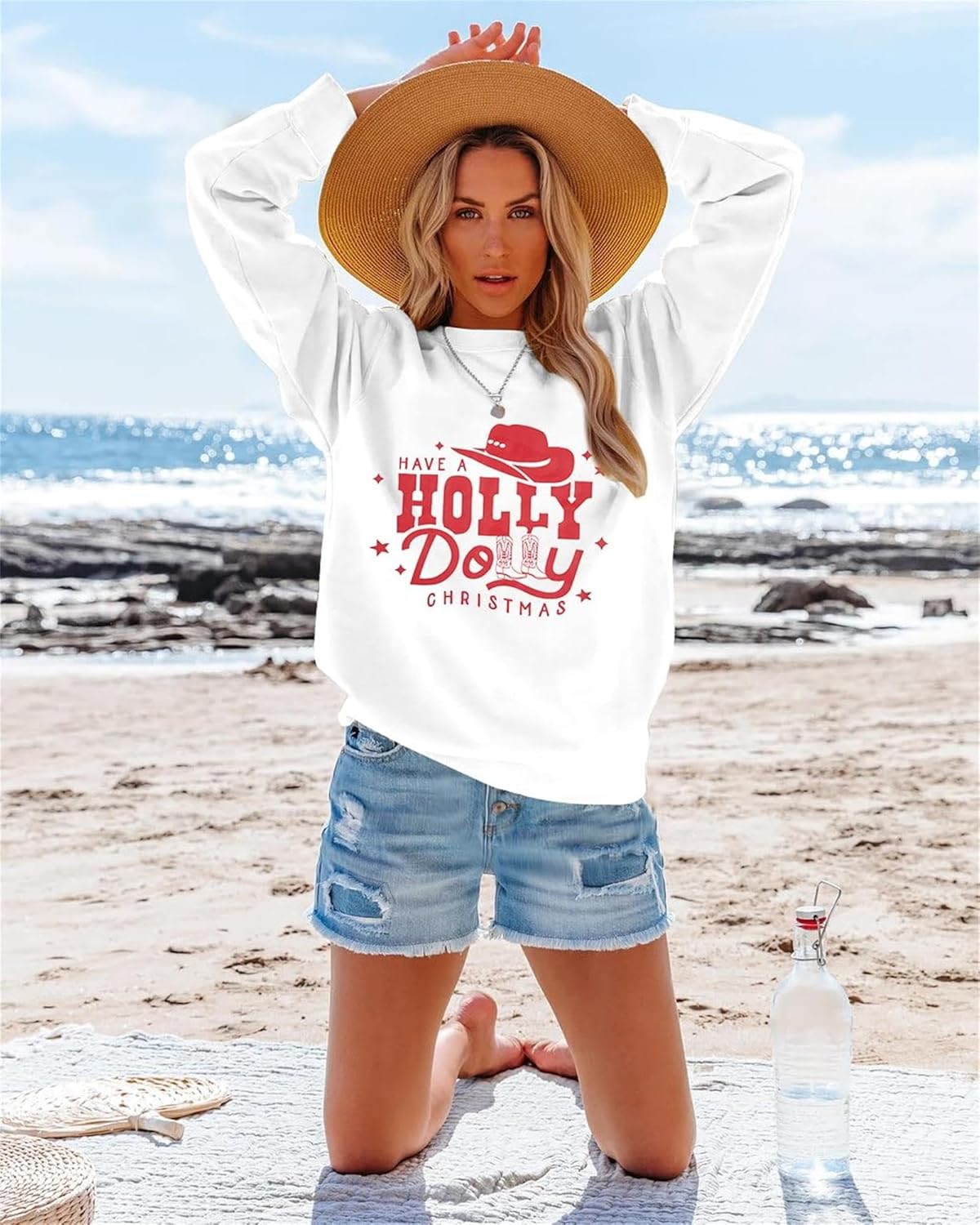 JINTING Christmas Sweatshirt for Women Holly Dolly Christmas Pullover Sweatshirts Xmas Graphic Long Sleeve Tops - Image 6