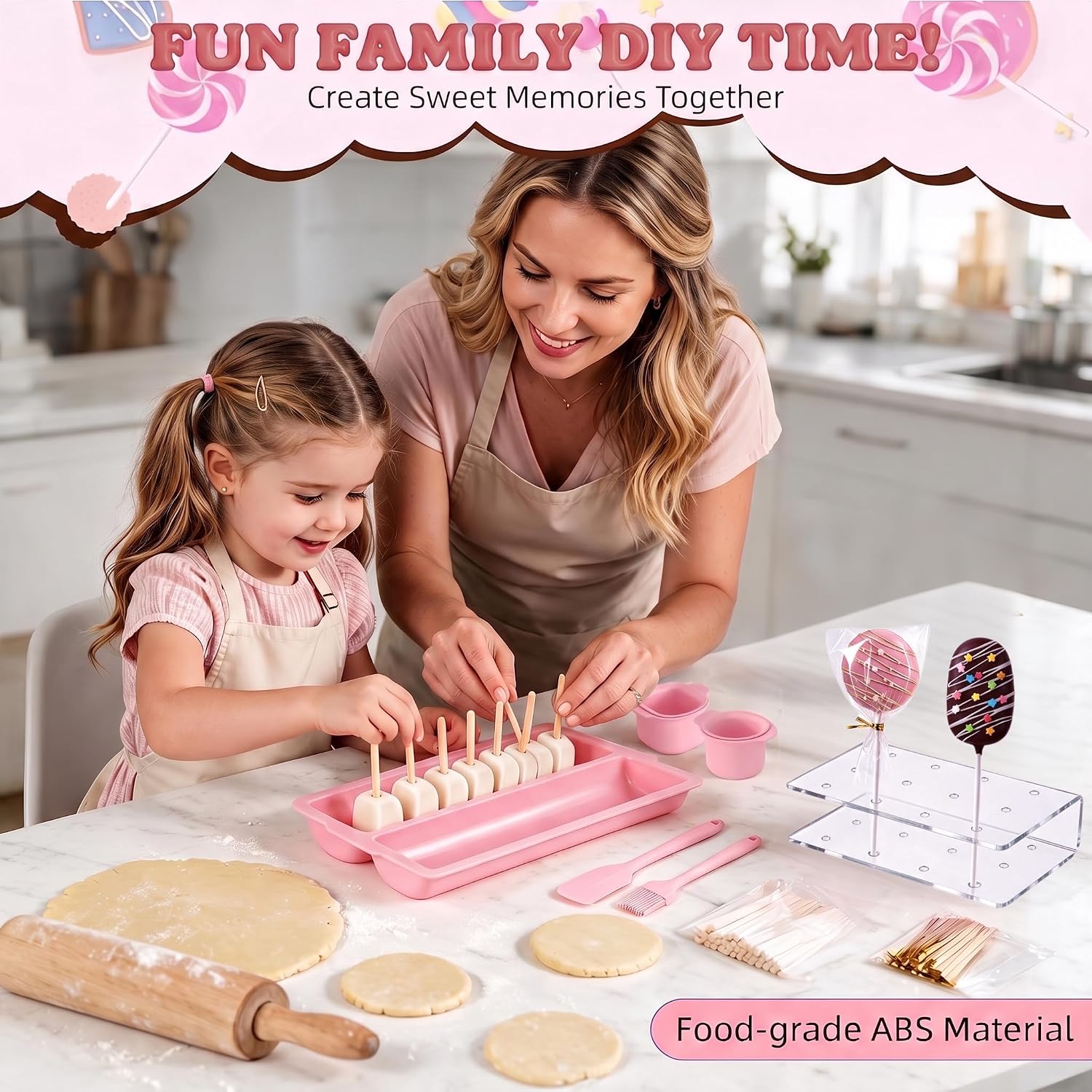 12-in-1 Cake Pop Mold Maker & Cakesicle Cutter Kit, Dual-Row Tray
