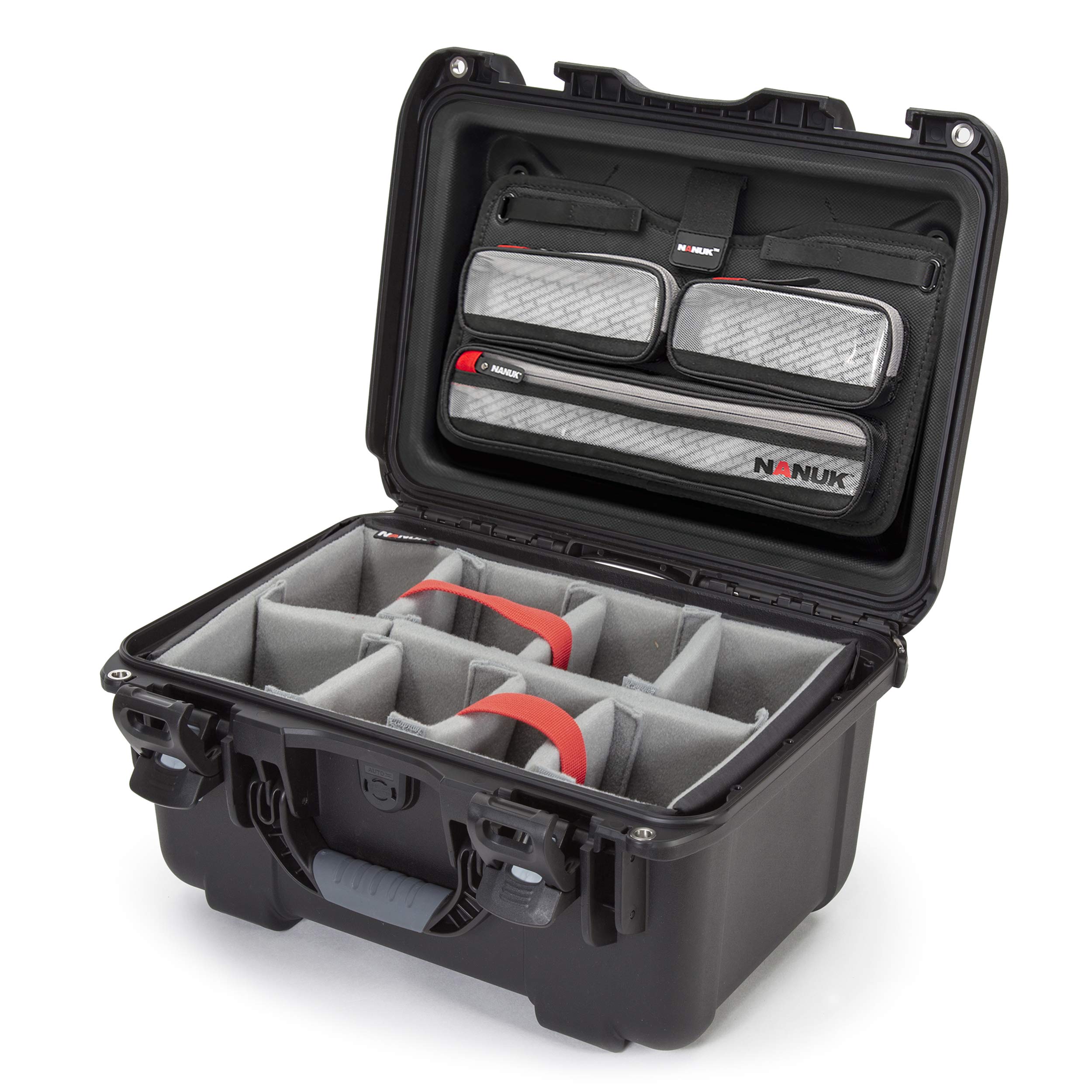 Nanuk 918 - Custodia rigida impermeabile con coperchio e divisorio imbottito, colore: Nero