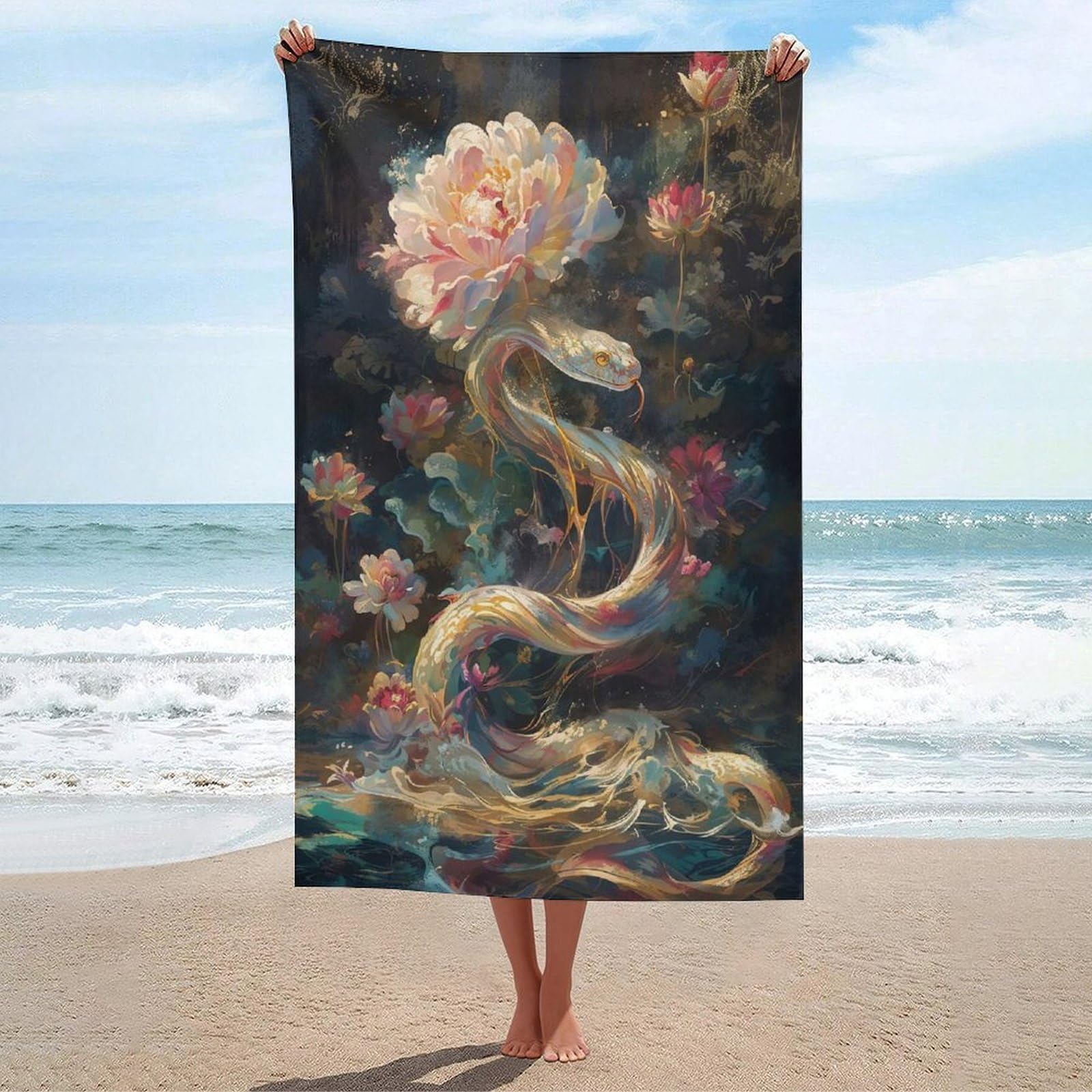 Serviette de plage contre l'humidité drap de bain sans sable Bloom Serpent