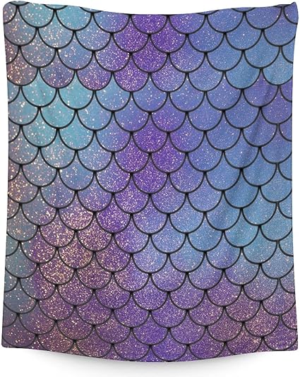 Mercuryelf Mermaid Throw Blanket - Soft, Fuzzy & Warm - 50x60 Inches Flannel Blankets for Living Room, Sofa - Dark Novelty Throws Gift for Teens