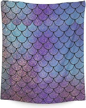 Mercuryelf Mermaid Throw Blanket - Soft, Fuzzy & Warm - 50x60 Inches Flannel Blankets for Living Room, Sofa - Dark Novelty Throws Gift for Teens