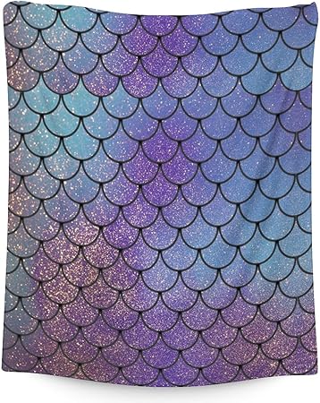 Mercuryelf Mermaid Throw Blanket - Soft, Fuzzy & Warm - 50x60 Inches Flannel Blankets for Living Room, Sofa - Dark Novelty Throws Gift for Teens