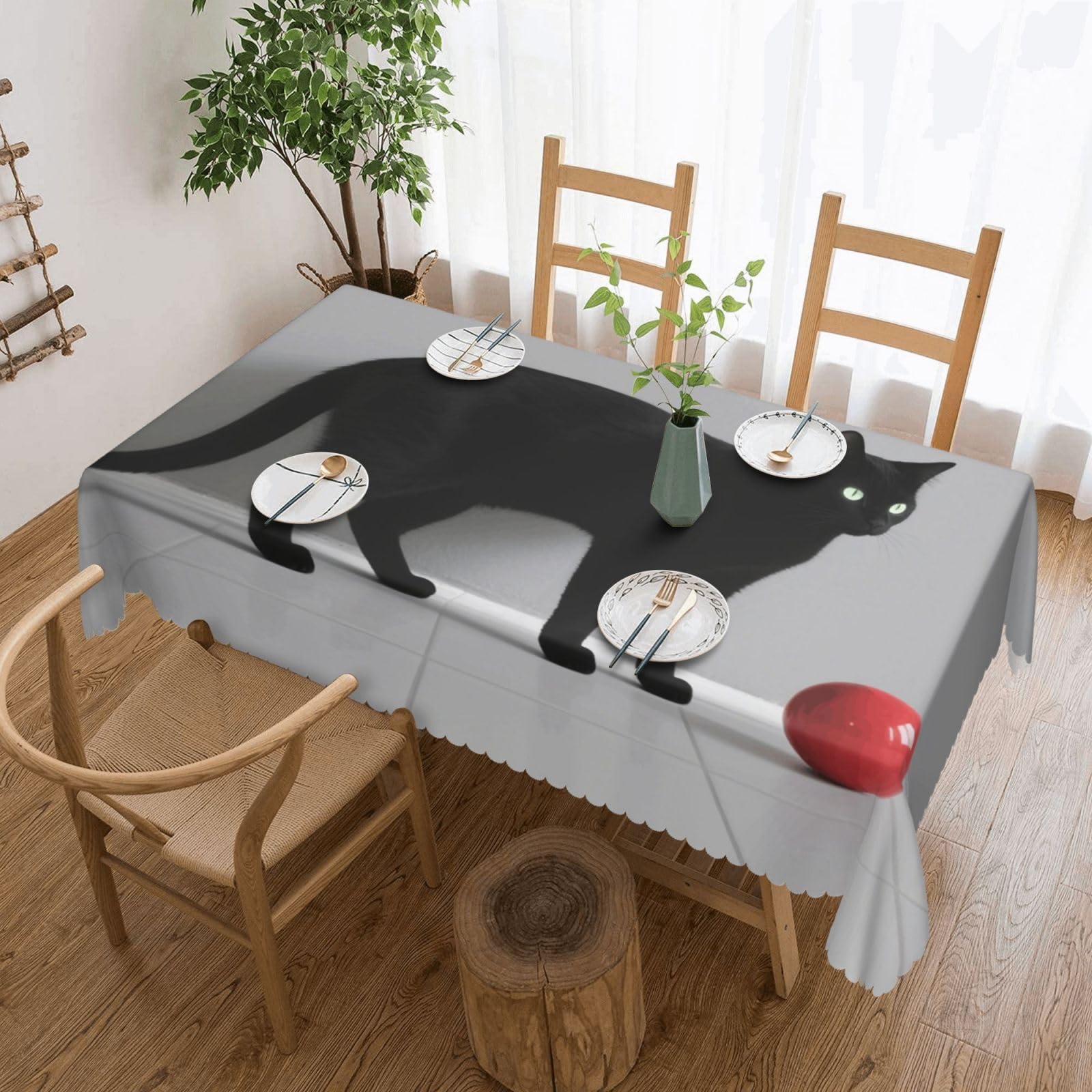 Nappe chat noir de qualité supérieure avec une finition rectangulaire soignée