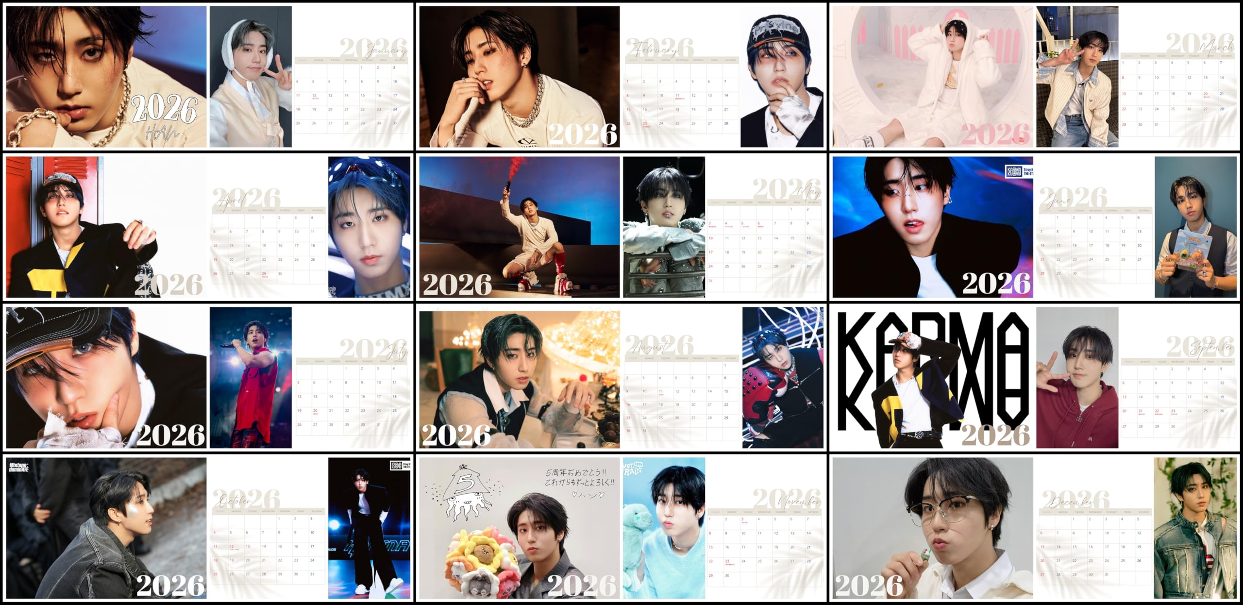 Amazon.co.jp: ストレイキッズ ハン straykids 2026年 卓上カレンダー