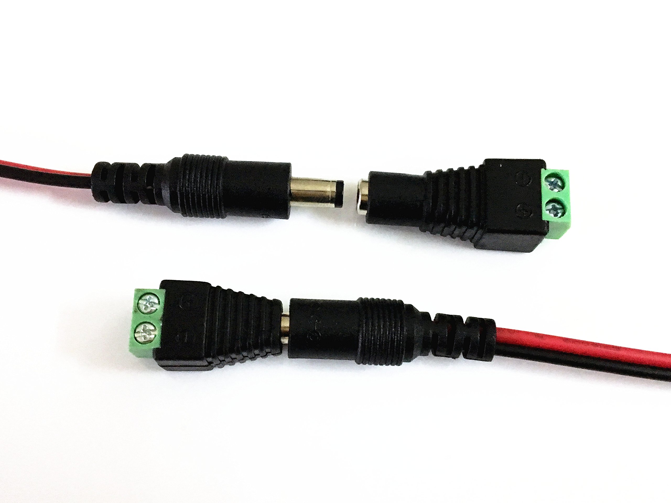 Lot De 10 Paires Connecteurs DC 2,1 X 5,5 Mm Mâle/femelle | Adaptateurs Pour Câbles D'alimentation Caméras, LED, électronique | Plastique Solide, Montage Facile