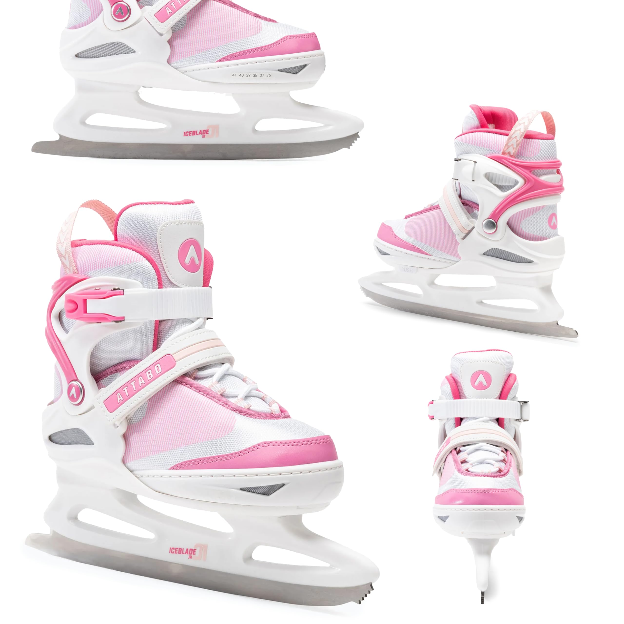 ATTABO Kinder Eiskunstlauf Schlittschuhe mit 5-stufiger Größenverstellung | Warm gefüttert, stabil und bequem | Edelstahl-Kunstlaufkufe für einfaches Fahren Lernen