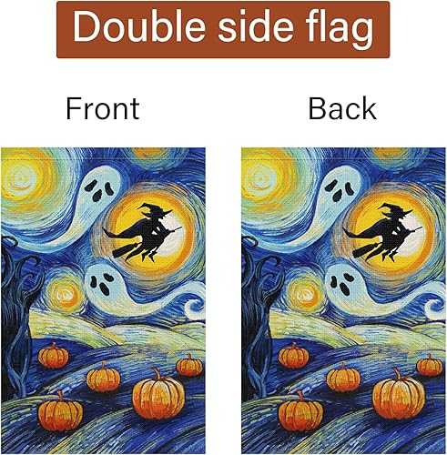 Miniatura 6 de Louise Maelys Bandera de jardín de gato negro de 12 x 18 pulgadas, doble cara, arpillera de bienvenida, invierno, noche estrellada, gato, copo de