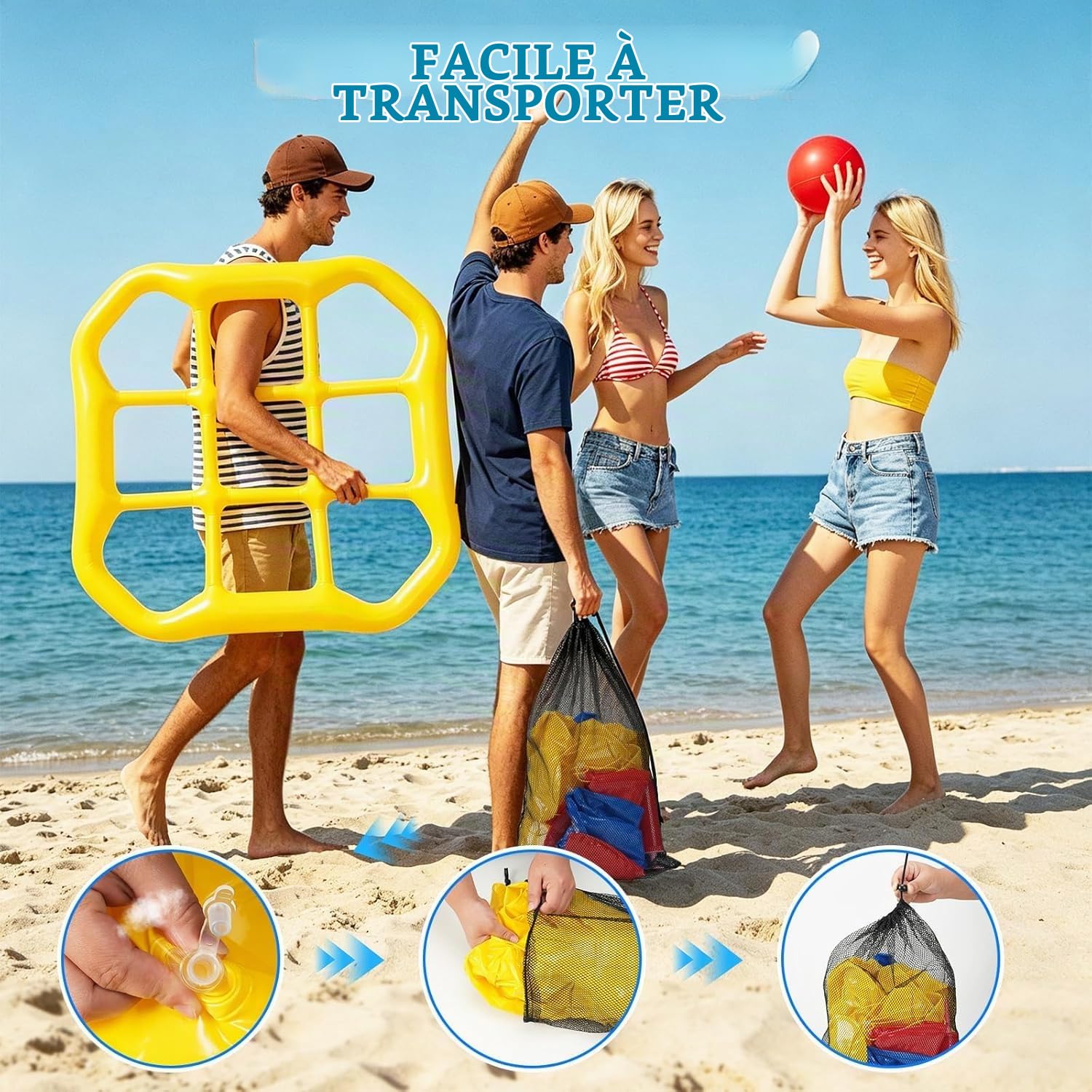 Set de Jeux de Piscine, Tic-Tac-Toe Gonflable avec 10 Balles, Jeu de Morpion Gonflable pour Adultes, Bouée de Piscine Gonflable pour 2 à 10 Joueurs,Jeux pour Fêtes Familiales Piscine