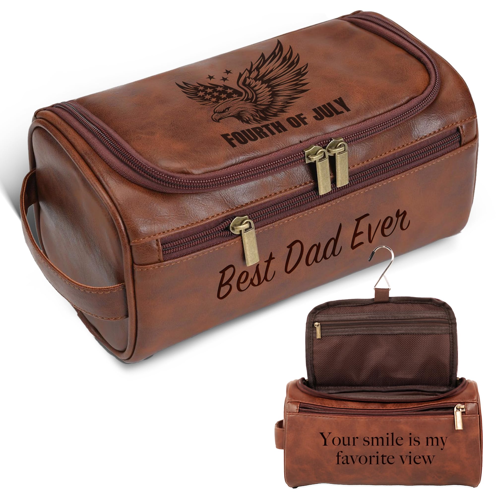 Easycosy Personalized Toiletry Bag for Men, Engraved with Name & Initials, PU Leather Toiletry Bag for Traveling Travel Essentials - Valentines day