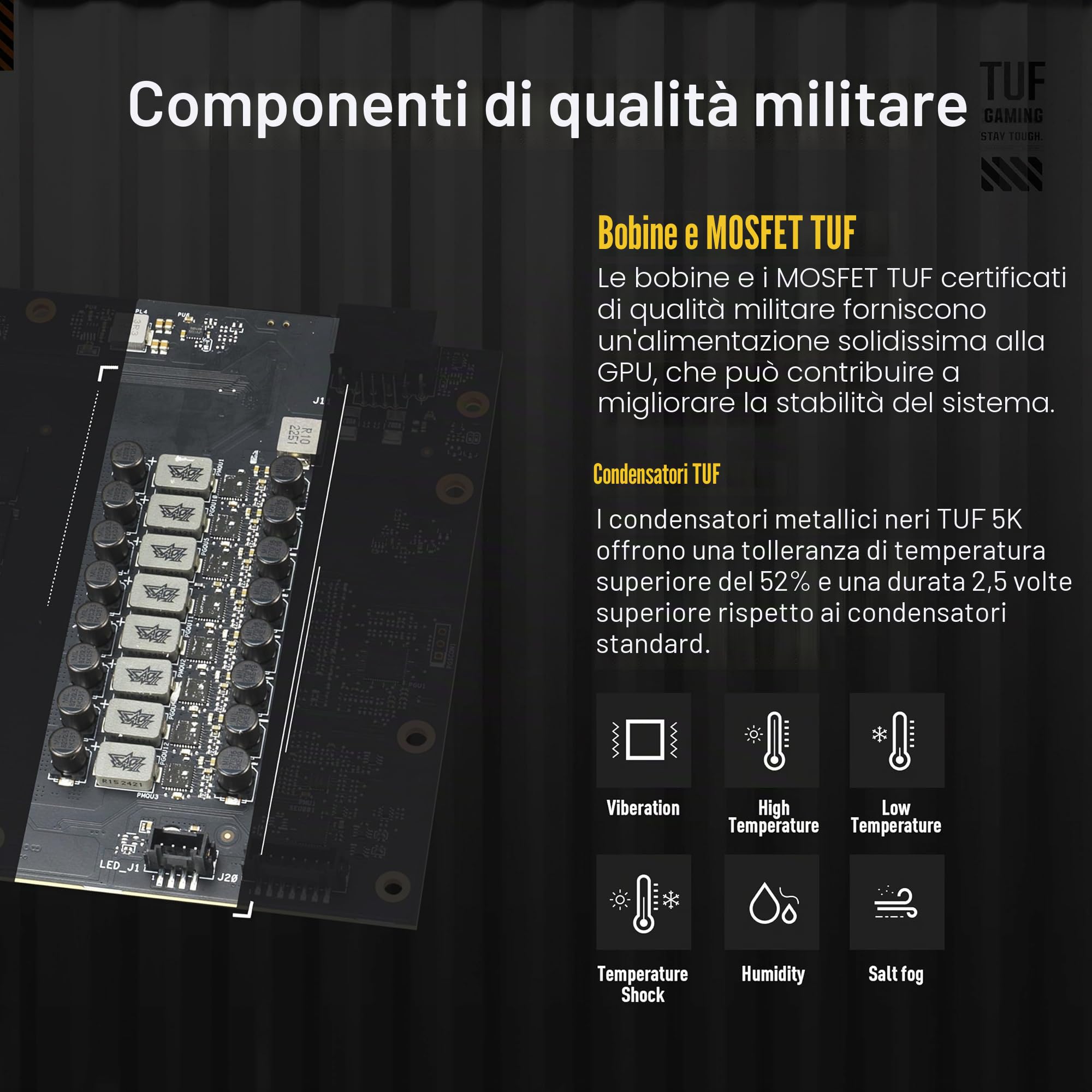 ASUS TUF Gaming GeForce RTX™ 5070 Ti 16 GB GDDR7 OC Edition Gaming Scheda grafica (PCIe® 5.0, HDMI®/DP 2.1, 3.125 slot, componenti di grado militare, rivestimento PCB protettivo, ventole Axial-Tech)