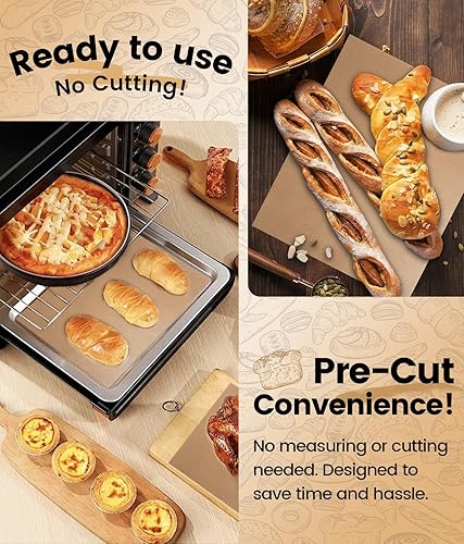 Miniatura 3 de 200 hojas de papel pergamino sin blanquear para hornear de 12 x 16 pulgadas, hojas de pergamino precortadas antiadherentes y no tóxicas para horno,