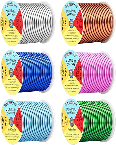 Miniatura 277 de Mandala Crafts - Alambre de aluminio anodizado de calibre 8 para joyería - 39 m de alambre flexible neutro colorido - Flexible para creación