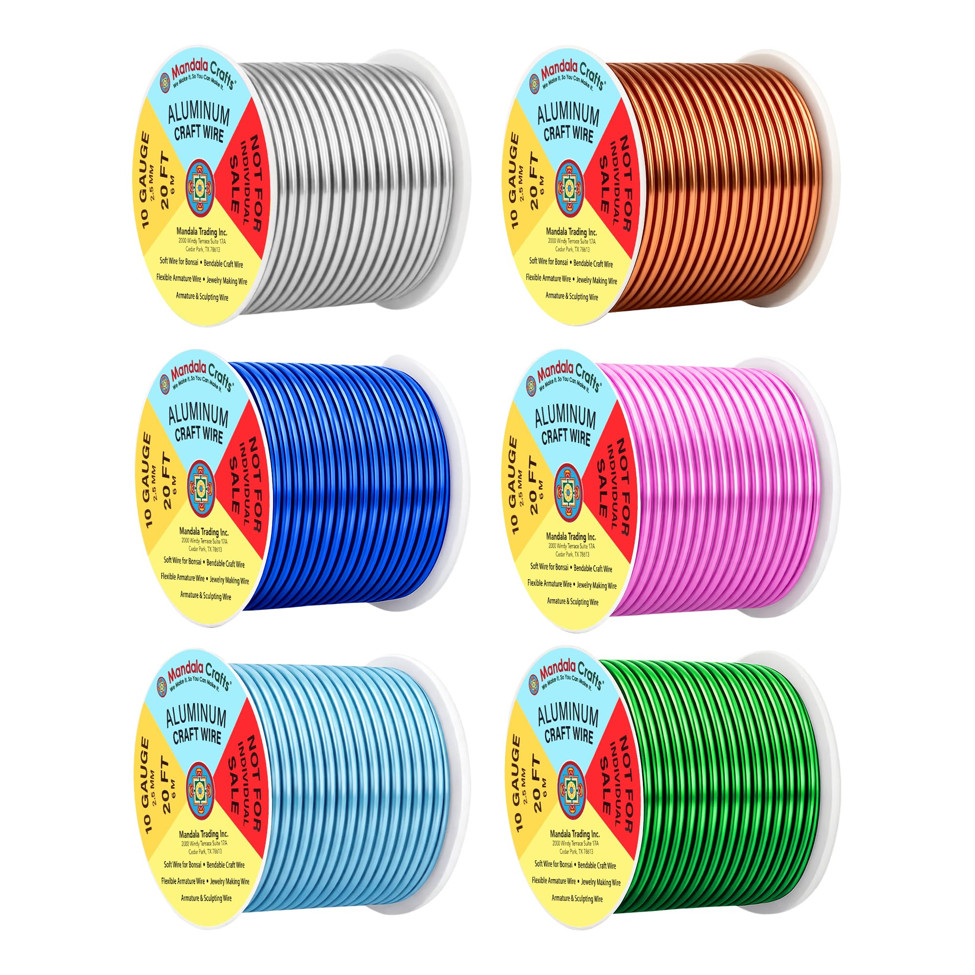 Mandala Crafts 10 GA Pink Green Blue Assorted Anodized Aluminum Craft Wire